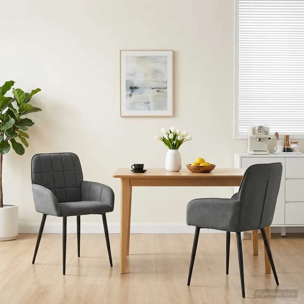 Jedilni stoli 2 kos Žamet Temno siva 57 x 50 x 85 cm