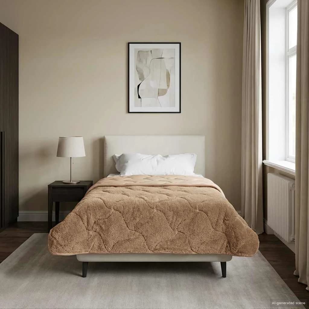 Zimska posteljnina Taupe 155 x 220 cm Mikrofibra in Teddy flis - slika 4