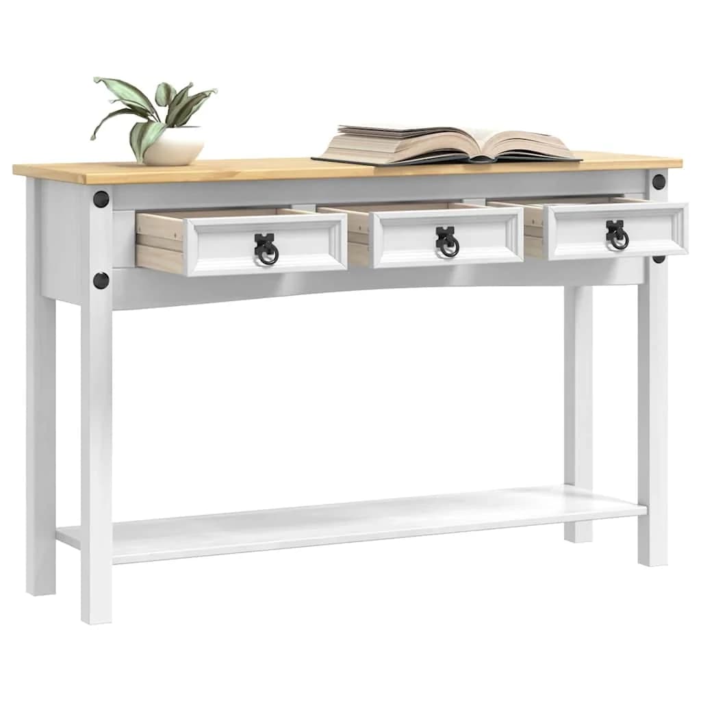 Stranska miza Corona Bela 114 x 34,5 x 73 cm Masivno borovo les - slika 3