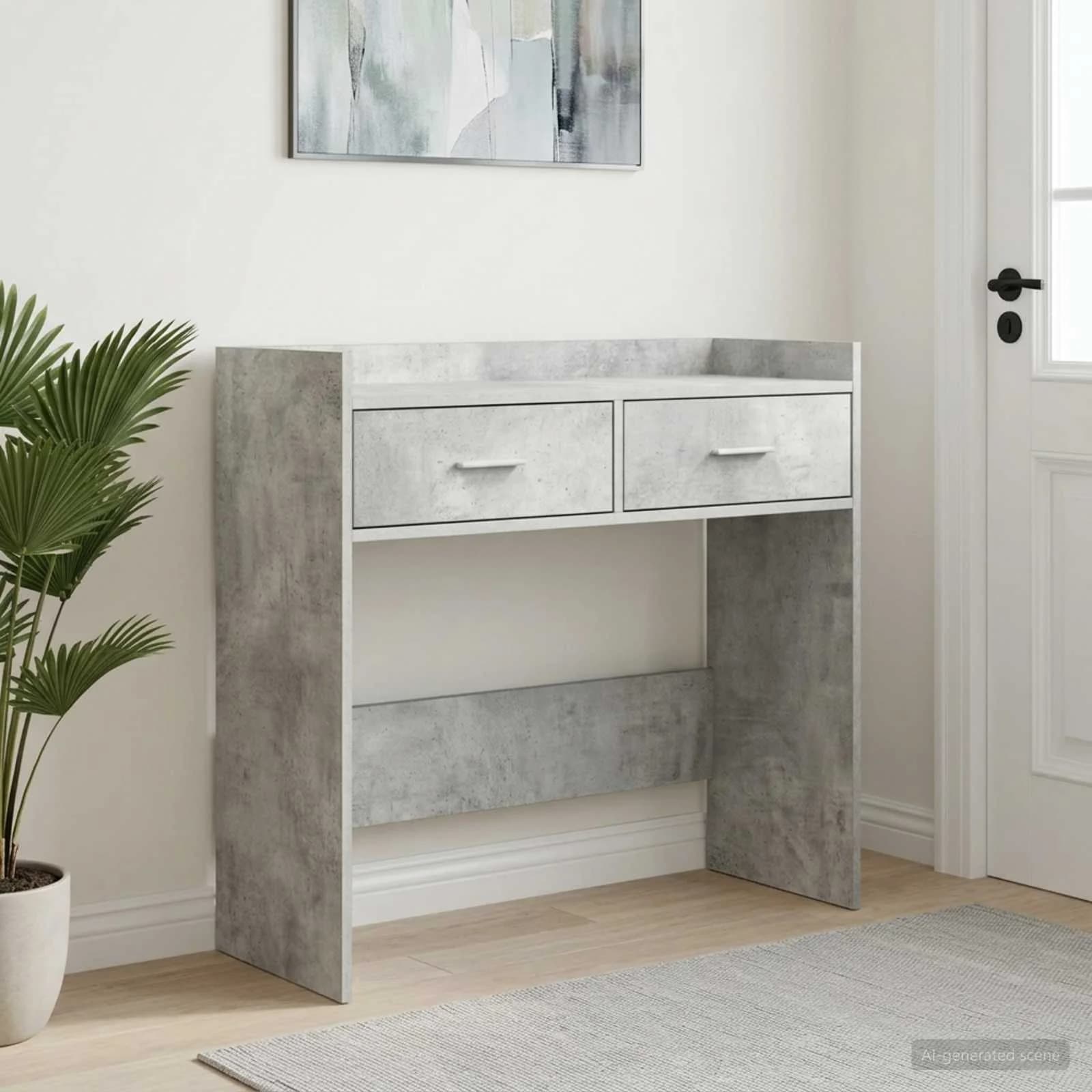 Konzolna miza Betonsko siva 90 x 35 x 80 cm Inženirski les