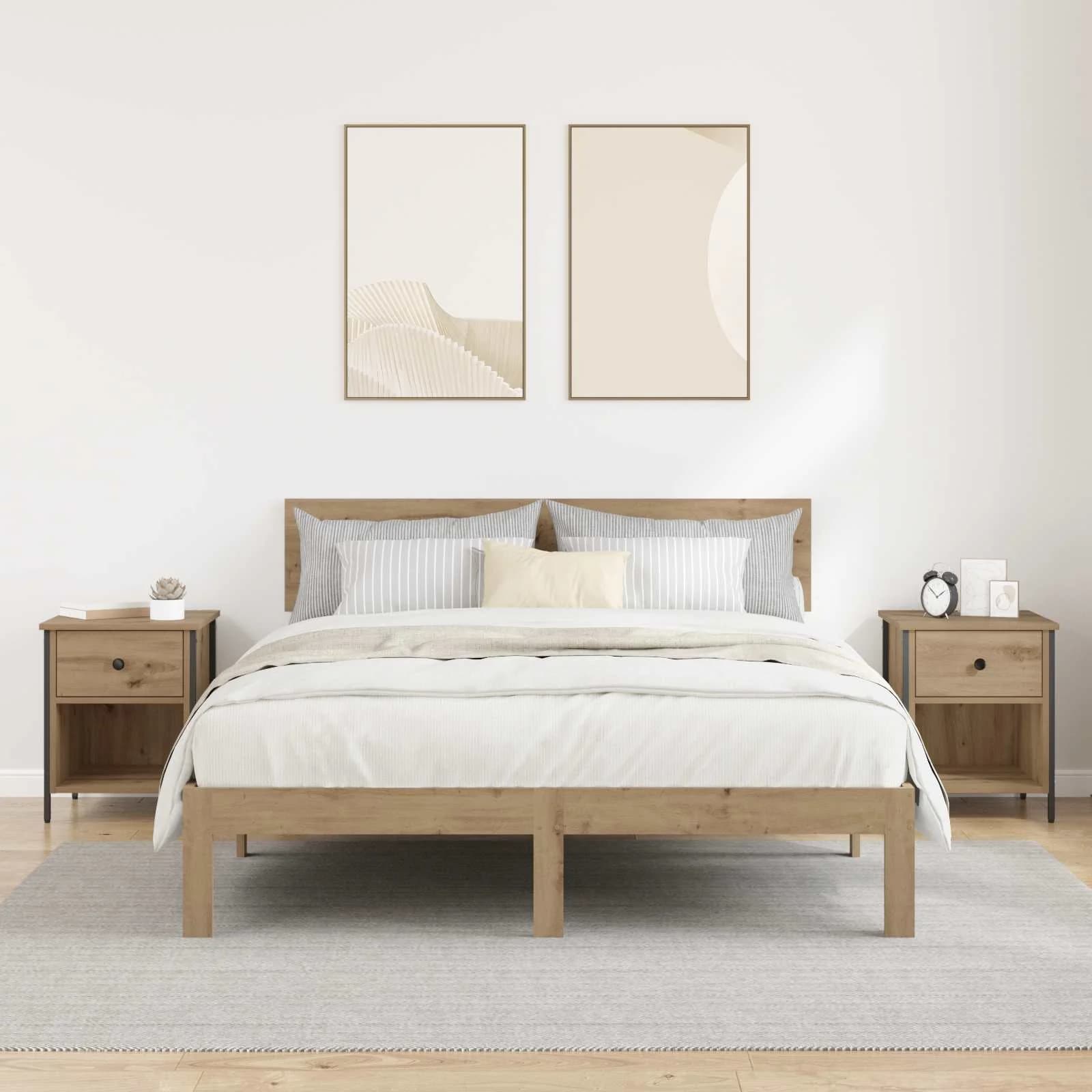 Nočna omarica 2 kos Umetni hrast 40 x 42 x 50 cm Inženirski les - slika 4