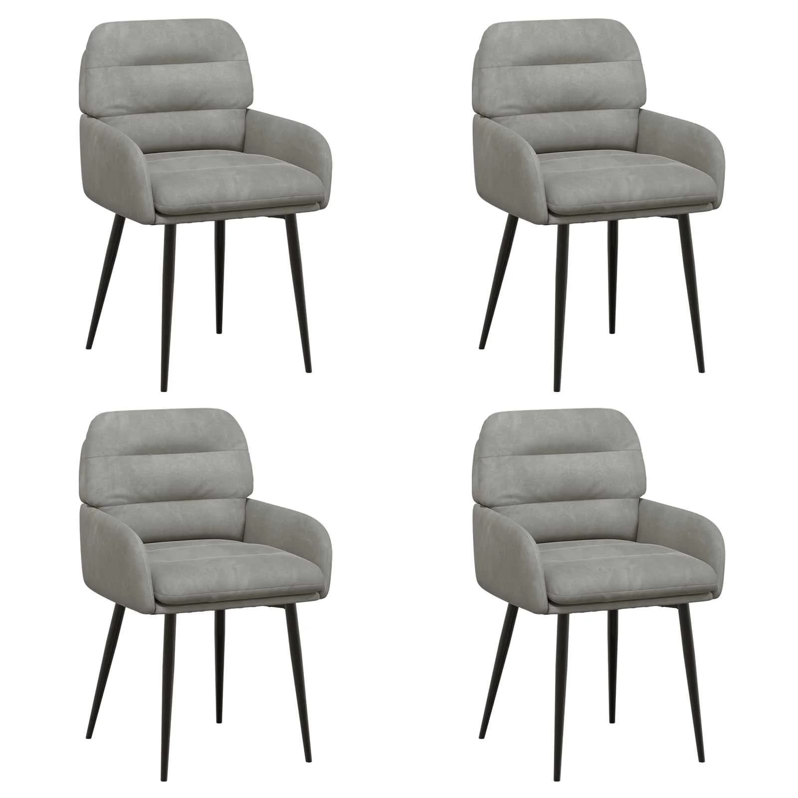 Jedilni stoli 4 kos Žamet Svetlo siva 59 x 59,5 x 90 cm - slika 2