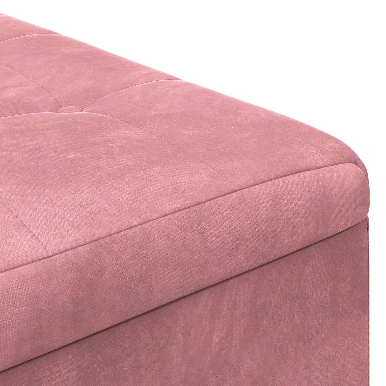 Shranjevalna tabureta z blazino Roza 80 x 80 x 45 cm Žamet - slika 7