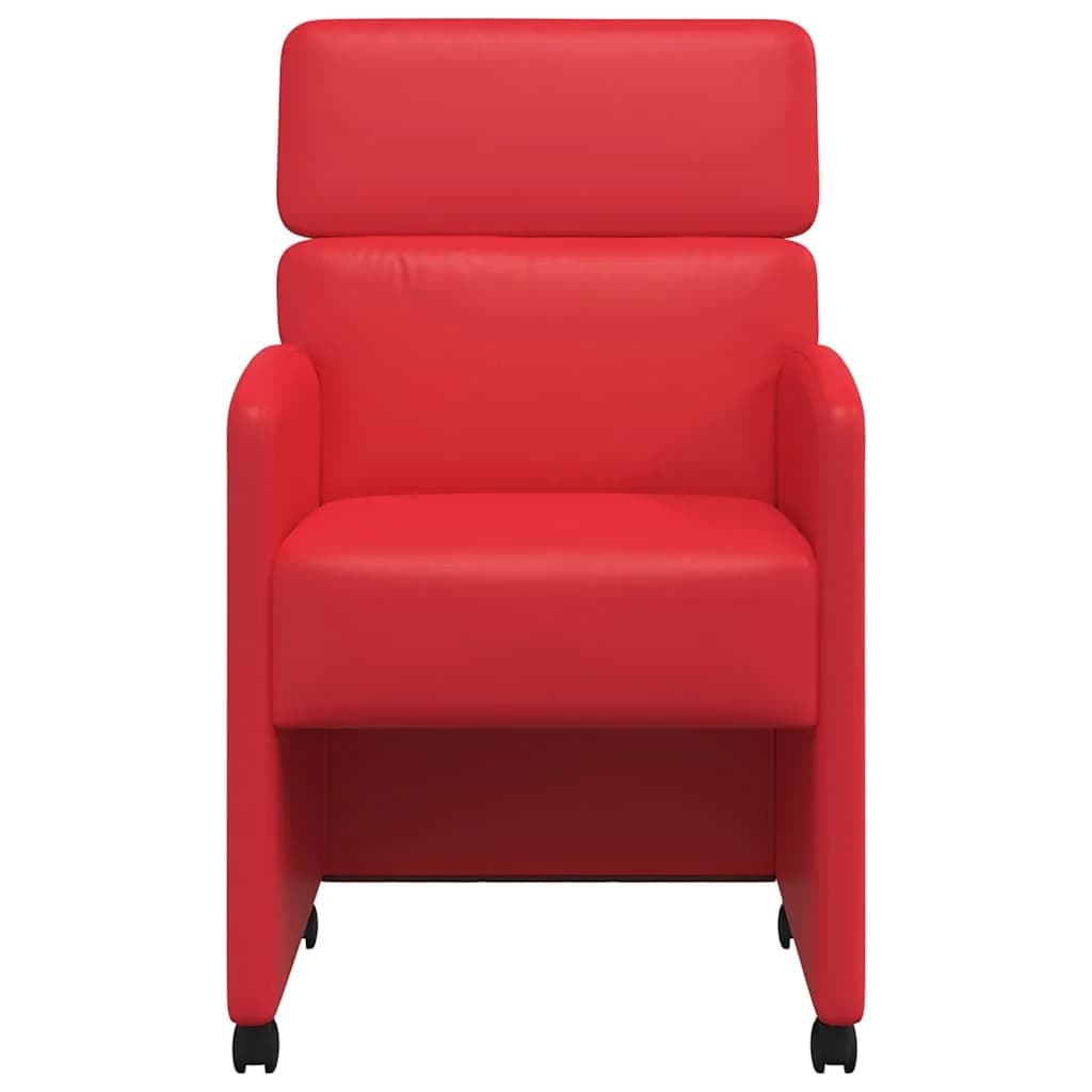 Jedilni stoli s kolesi 2 kos Umetna koža Rdeča 58 x 65 x 98 cm - slika 4