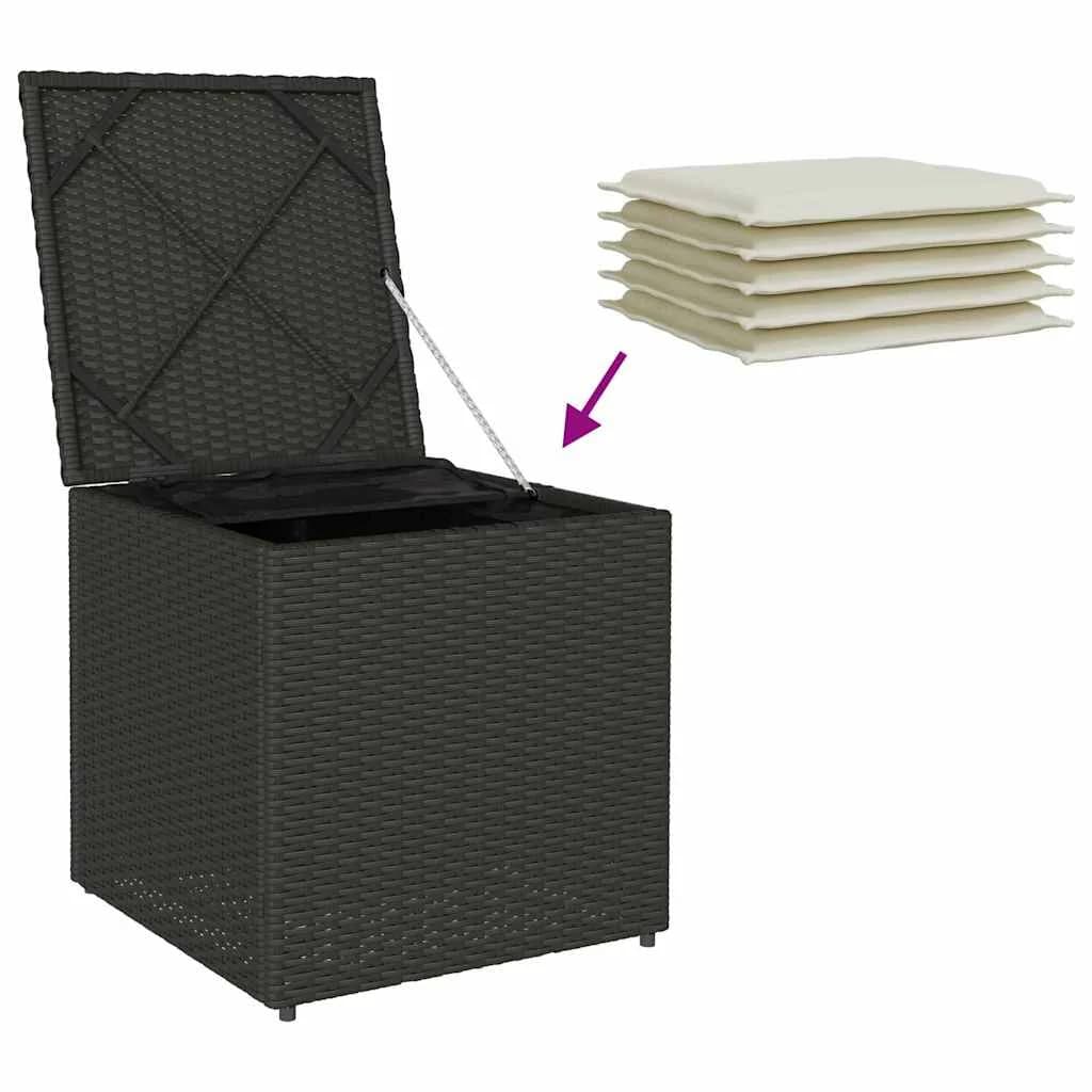 Škatla za blazine Črna 50 x 50 x 50 cm poli ratan - slika 11