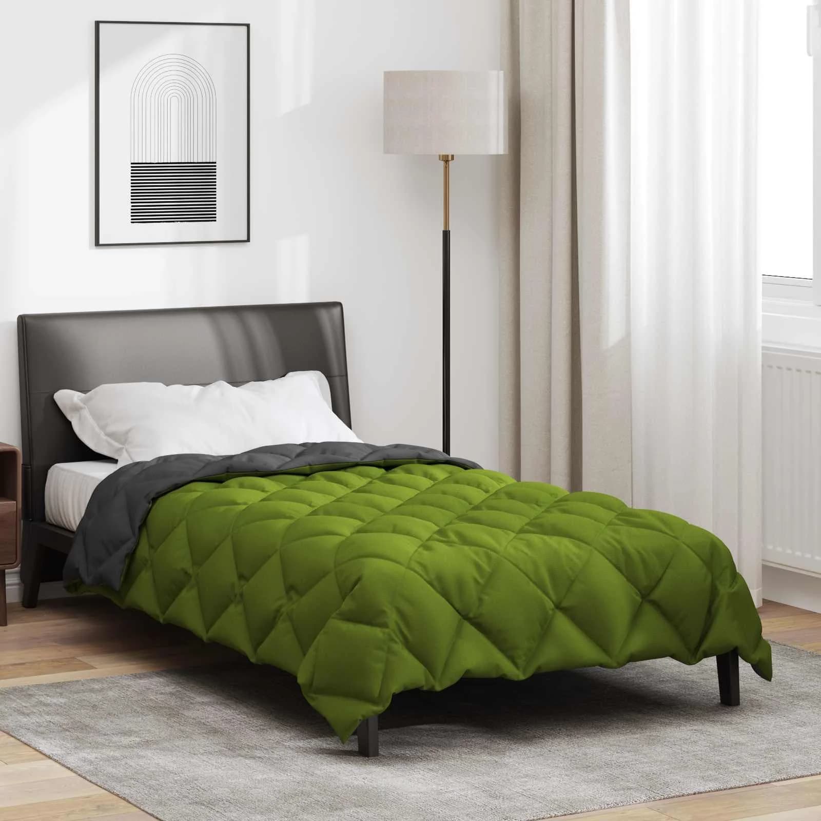 Zimska posteljnina 135 x 220 cm 450 gsm Zelena in antracita - slika 4