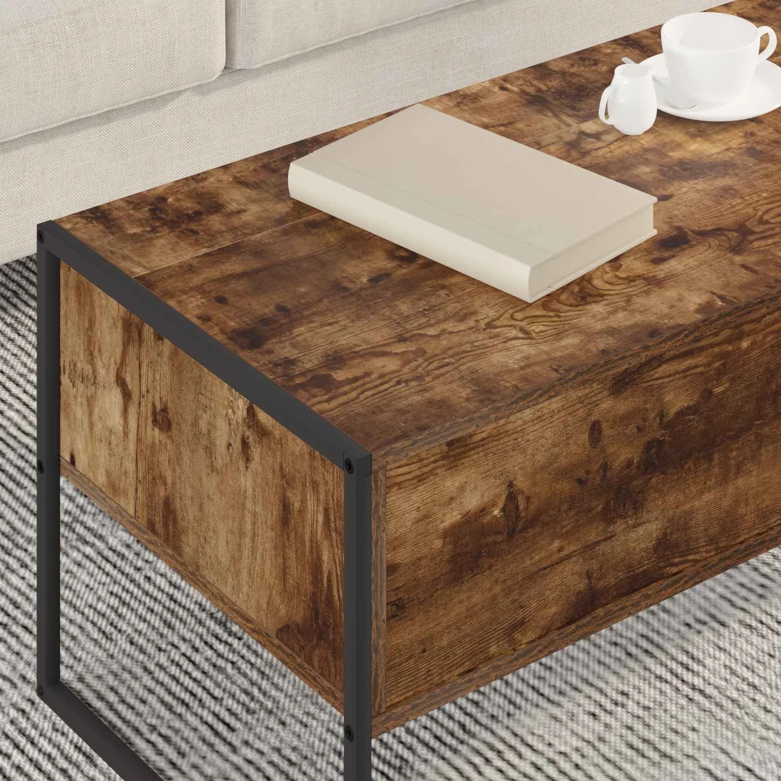 Klubska miza Dimni hrast 100 x 46 x 40 cm Inženirski les - slika 4