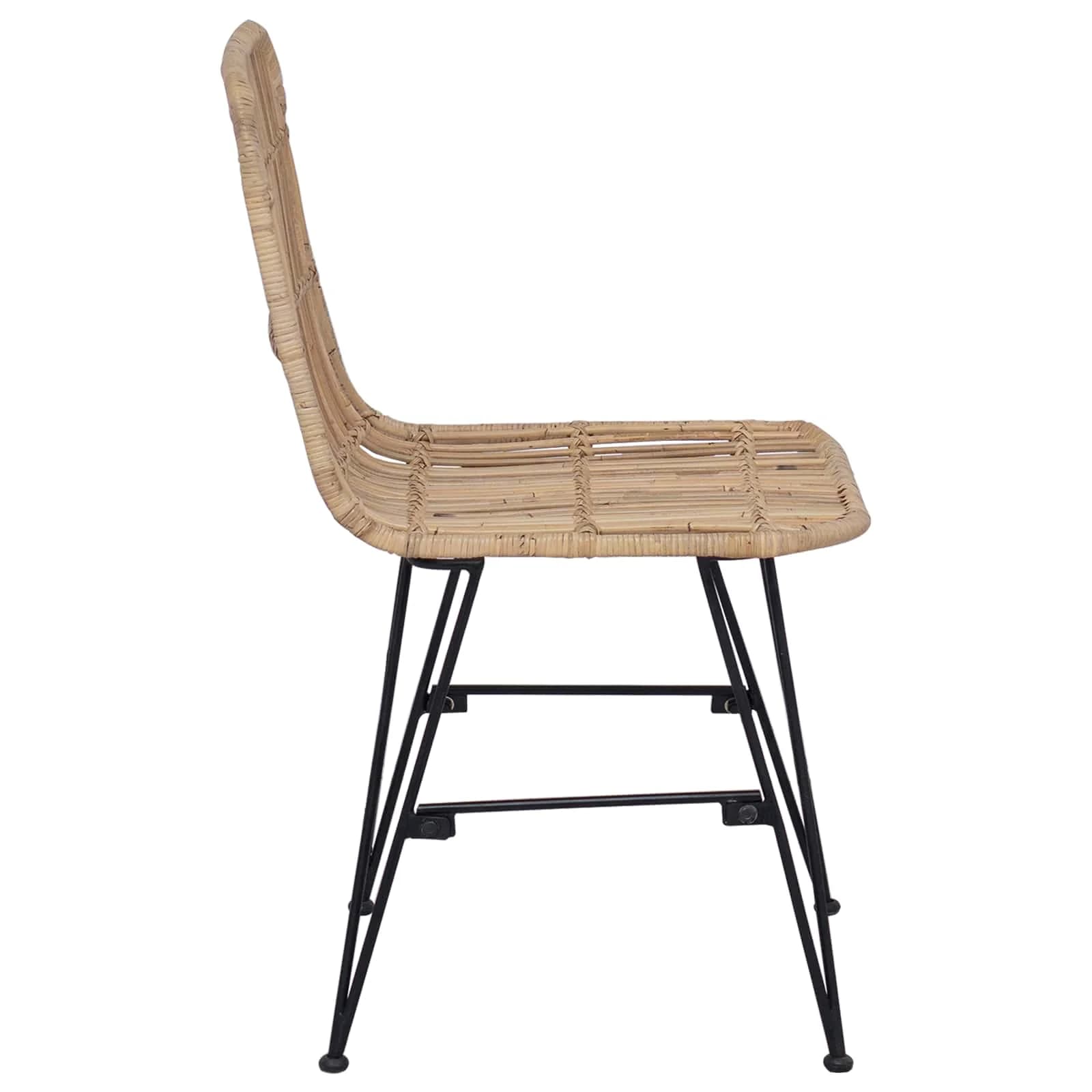 Jedilna stolica 2 kos Rattan in jeklo Naravna 41 x 55 x 85 cm - slika 6