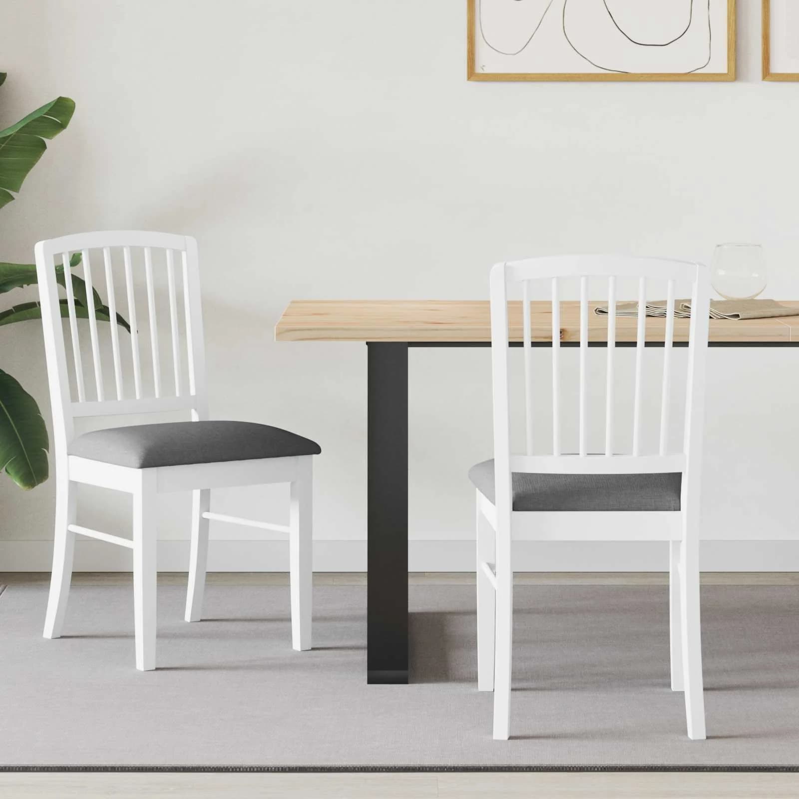 Jedilni stoli 2 kos Masivno gumovo les Bela 50 x 52,5 x 91 cm