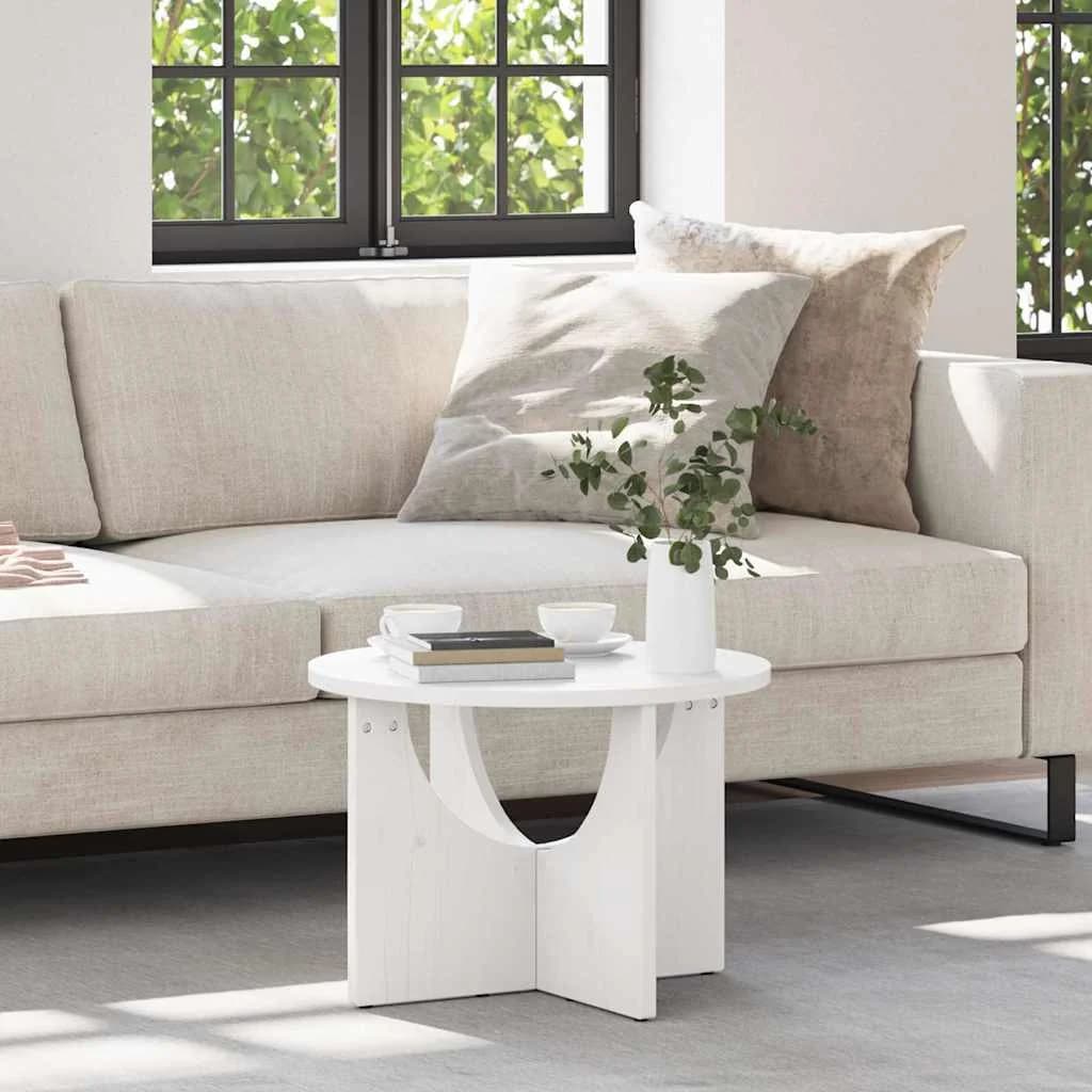 Klubska miza Bela 50 x 50 x 35 cm Trdna borovina