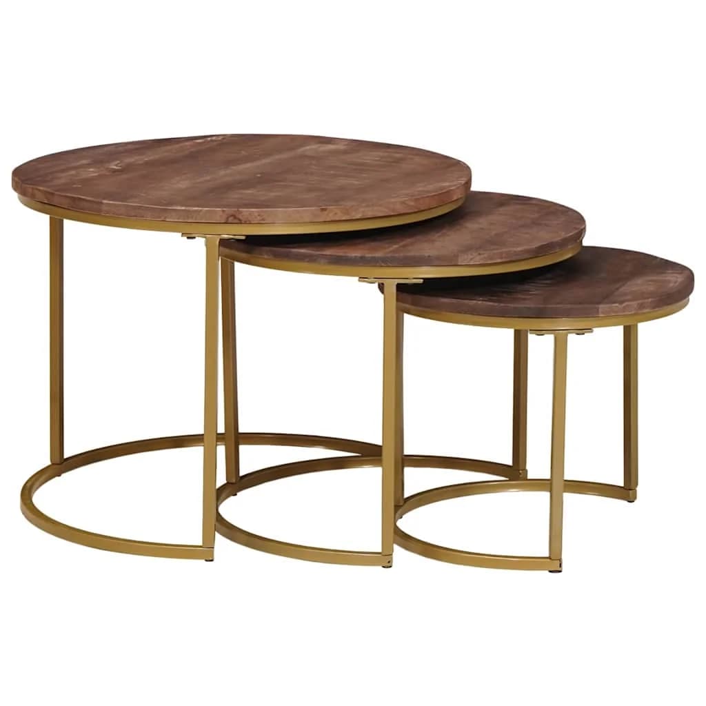 Mize za kavo z gnezdenjem 3 kos Temno rjava 54 x 54 x 40 cm - slika 2