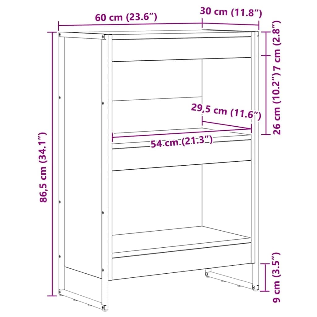 Knjigovni omar 60 x 30 x 86,5 cm Inženirski les Črna Orehovina - slika 12
