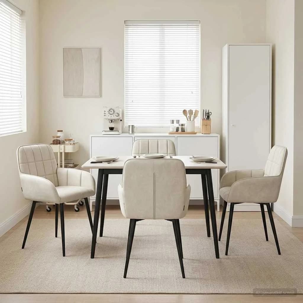 Jedilni stoli 4 kos Žamet Krem 57 x 50 x 85 cm