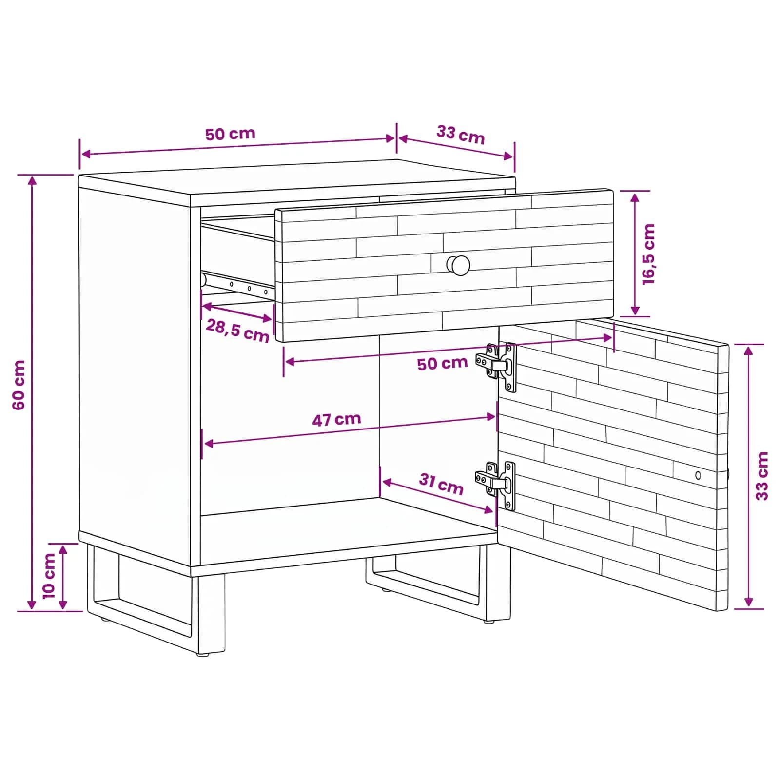 Posteljna omarica Rjava 50 x 33 x 60 cm Masiven les manga - slika 12