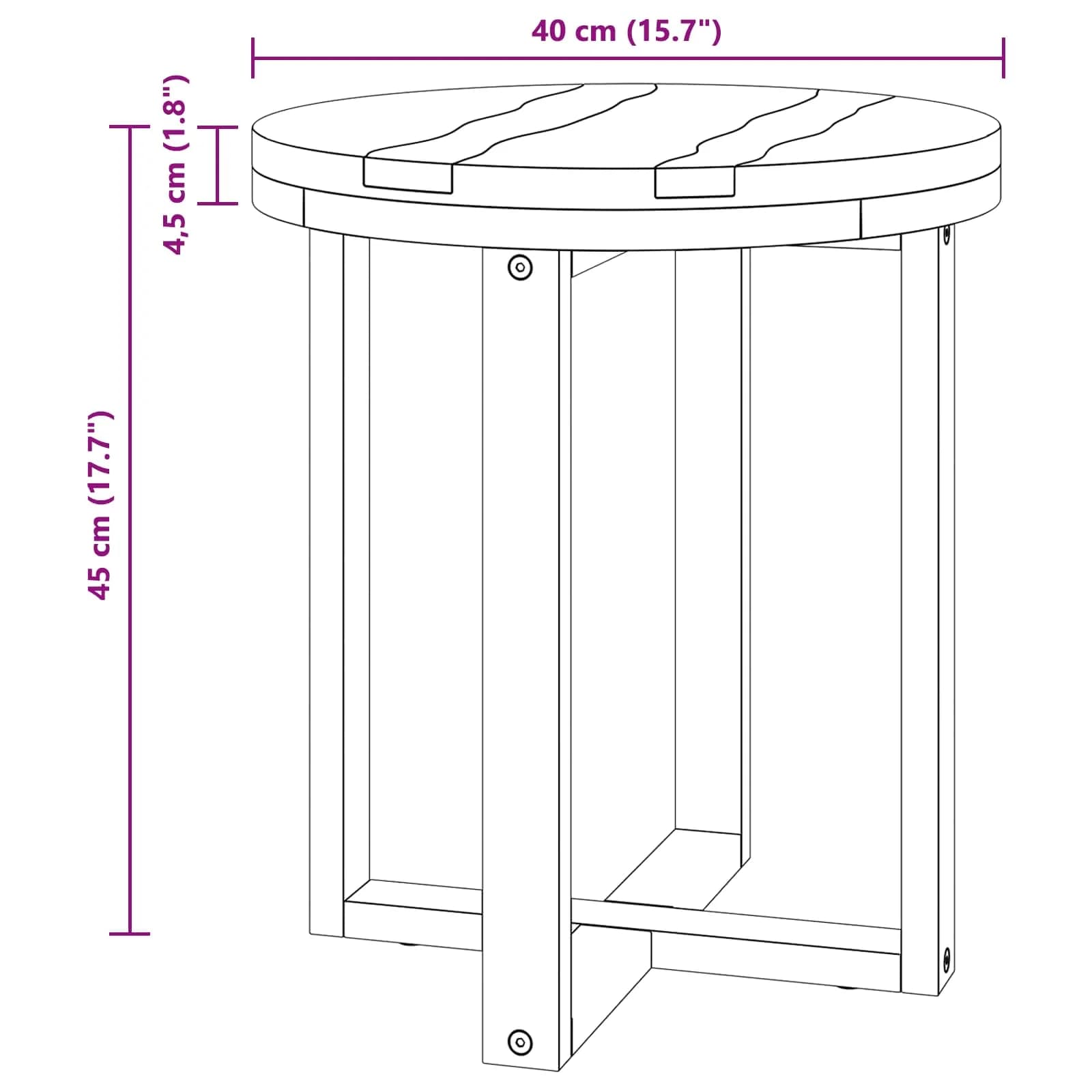 Klubska miza Rjava 40 x 40 x 45 cm Trden tikov les - slika 8