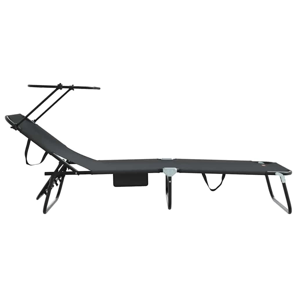 Zložljiv ležalnik Črna 190 x 57 x 81 cm oxford - slika 5