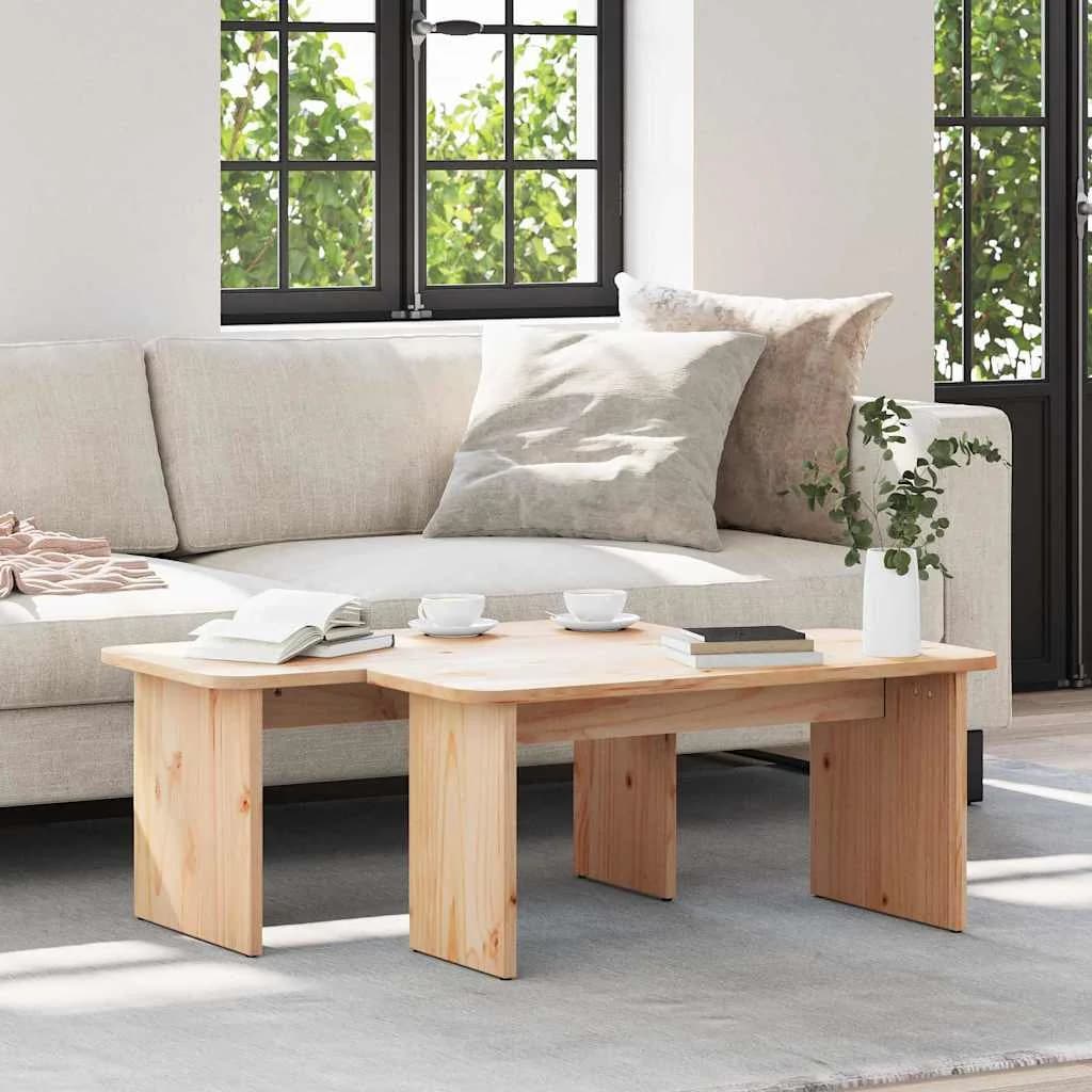 Klubska miza 2 kos Naravna 100 x 69 x 35,5 cm Trdna borovina