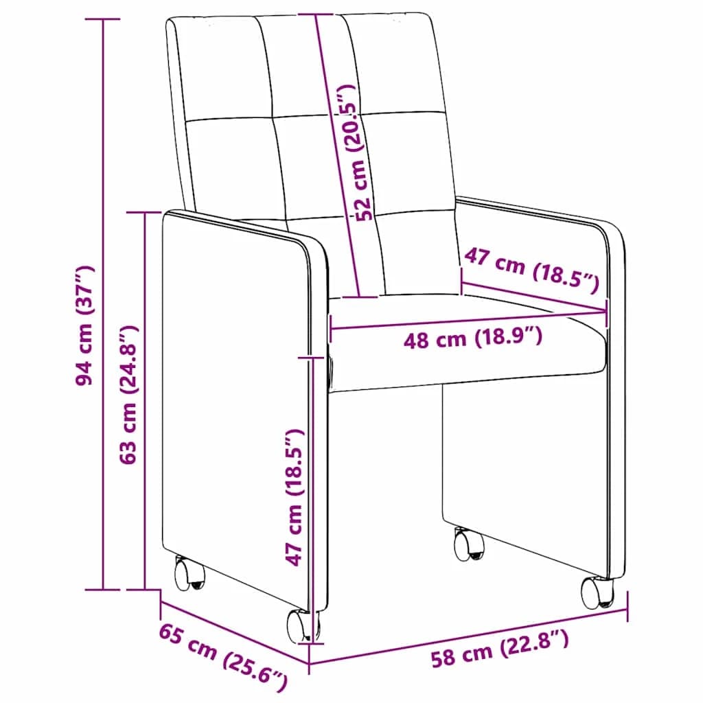 Jedilni stoli s kolesi 2 kos blago krema 58 x 65 x 94 cm - slika 11