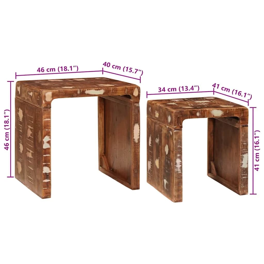 Gnezditvene mize 2 kos Rjava 46 x 40 x 46 cm - slika 10