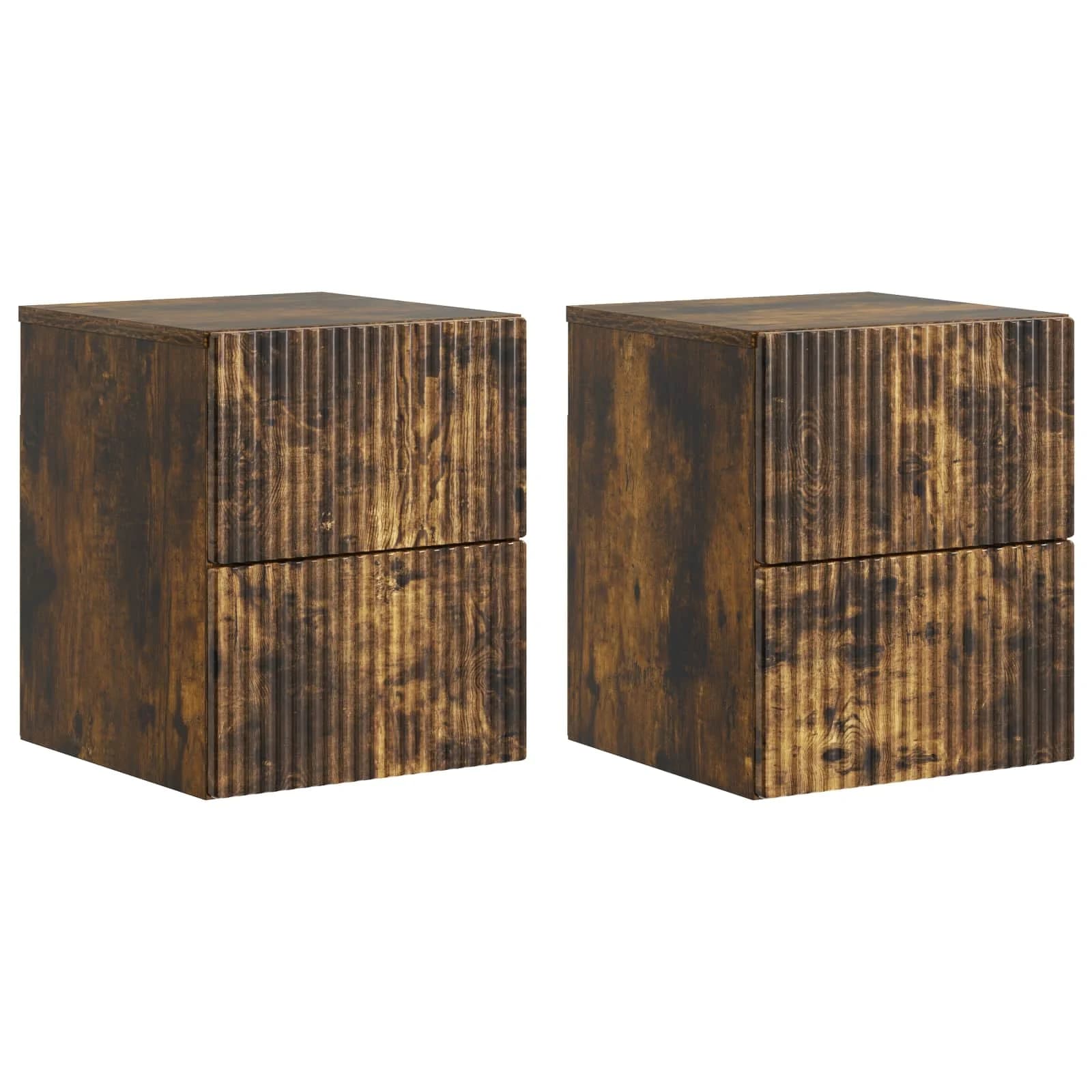 Stenski nočni omarici 2 kos Dimljen hrast 33 x 34,5 x 40 cm - slika 2