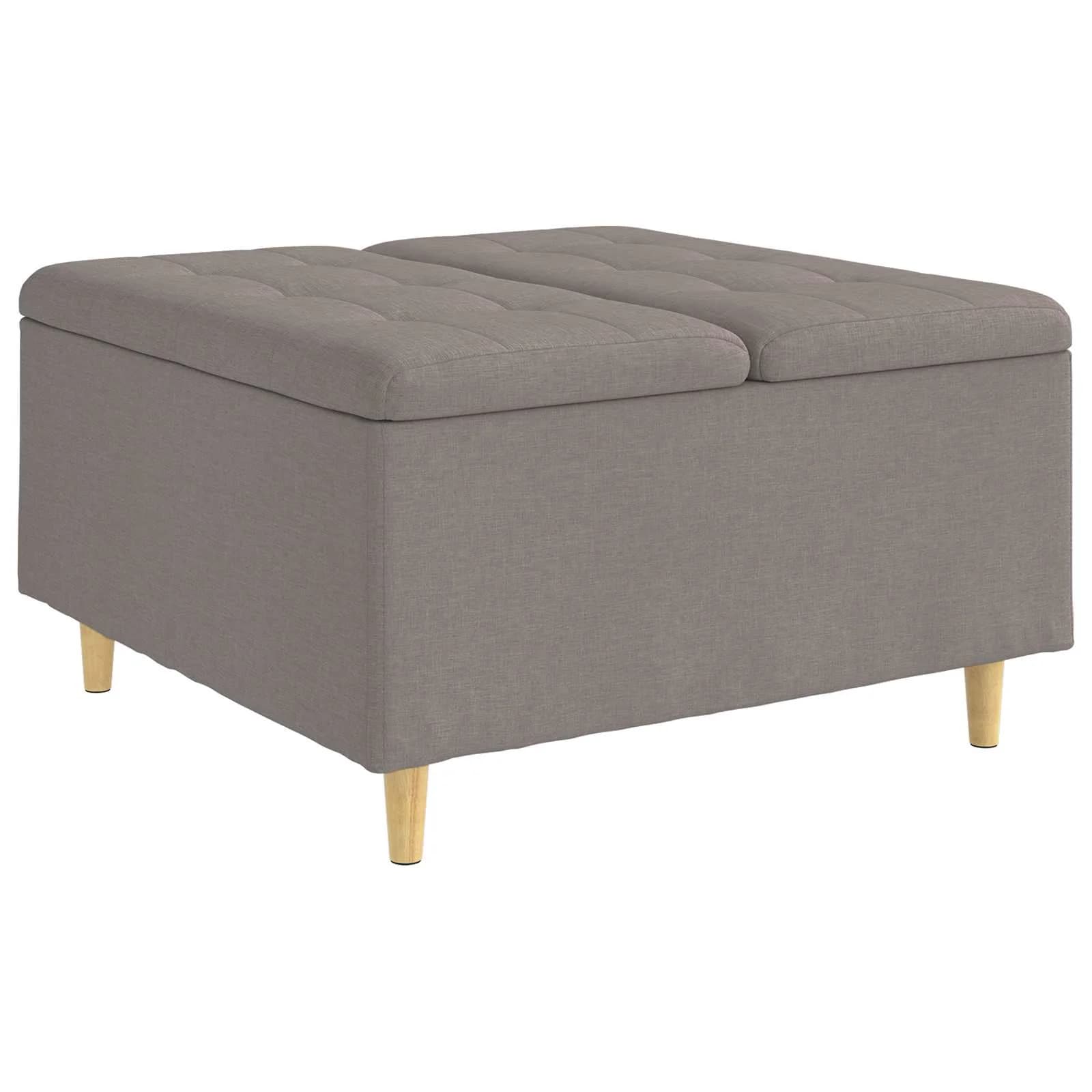 Shranjevalna tabureta z blazino Taupe 80 x 80 x 45 cm blago - slika 2