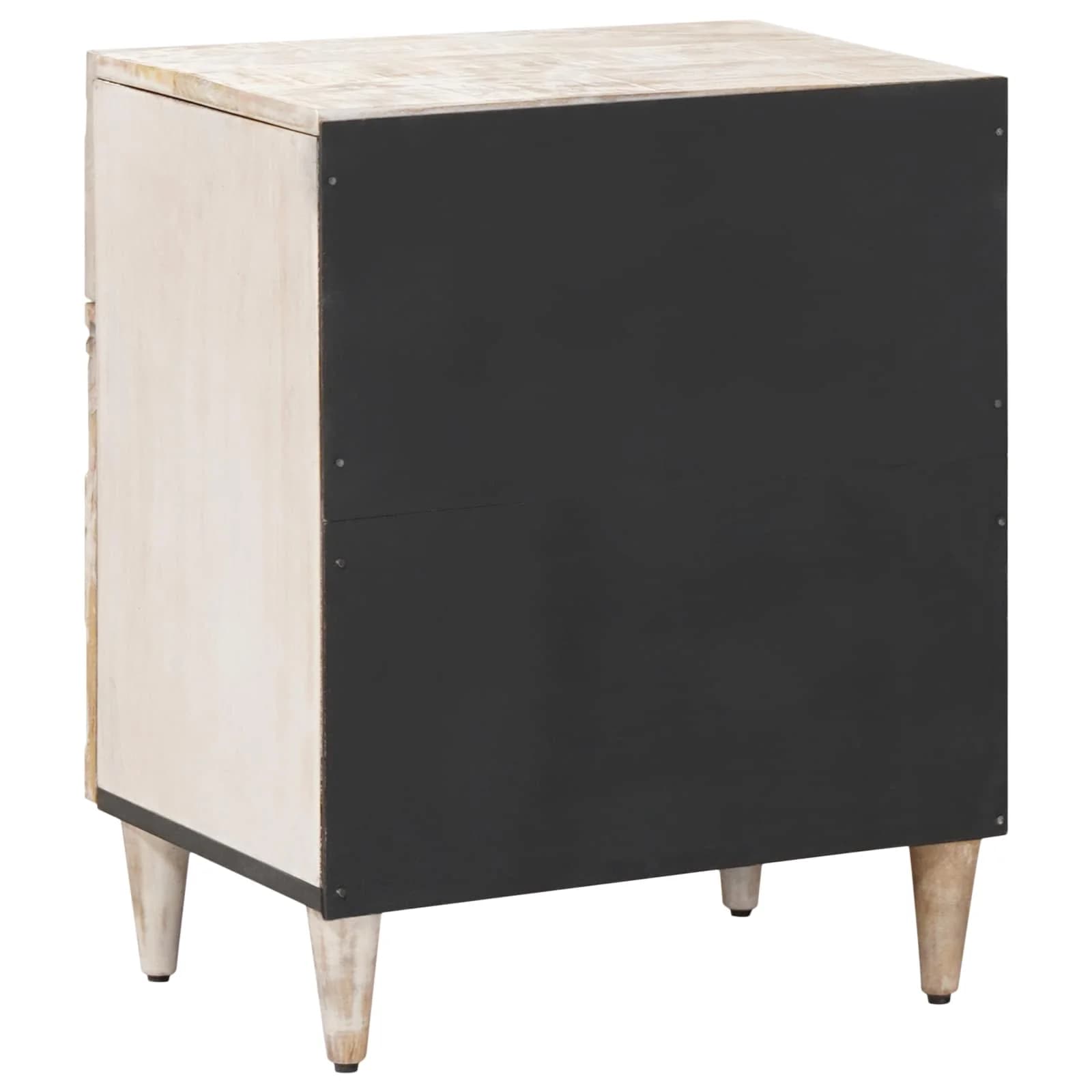 Posteljna omarica Bela 50 x 33 x 60 cm Masiven les manga - slika 5