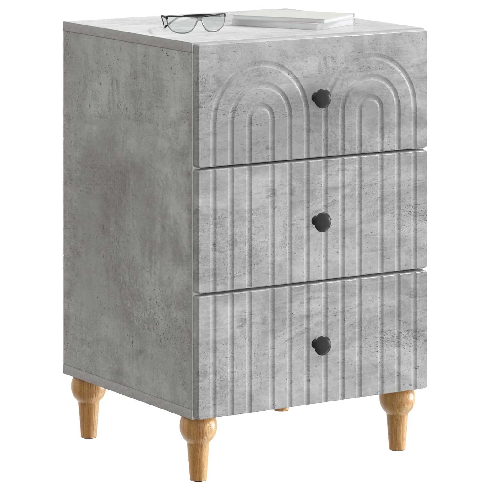 Nočna omarica Betonsko siva 43x 41 x 66,5 cm Inženirski les - slika 3