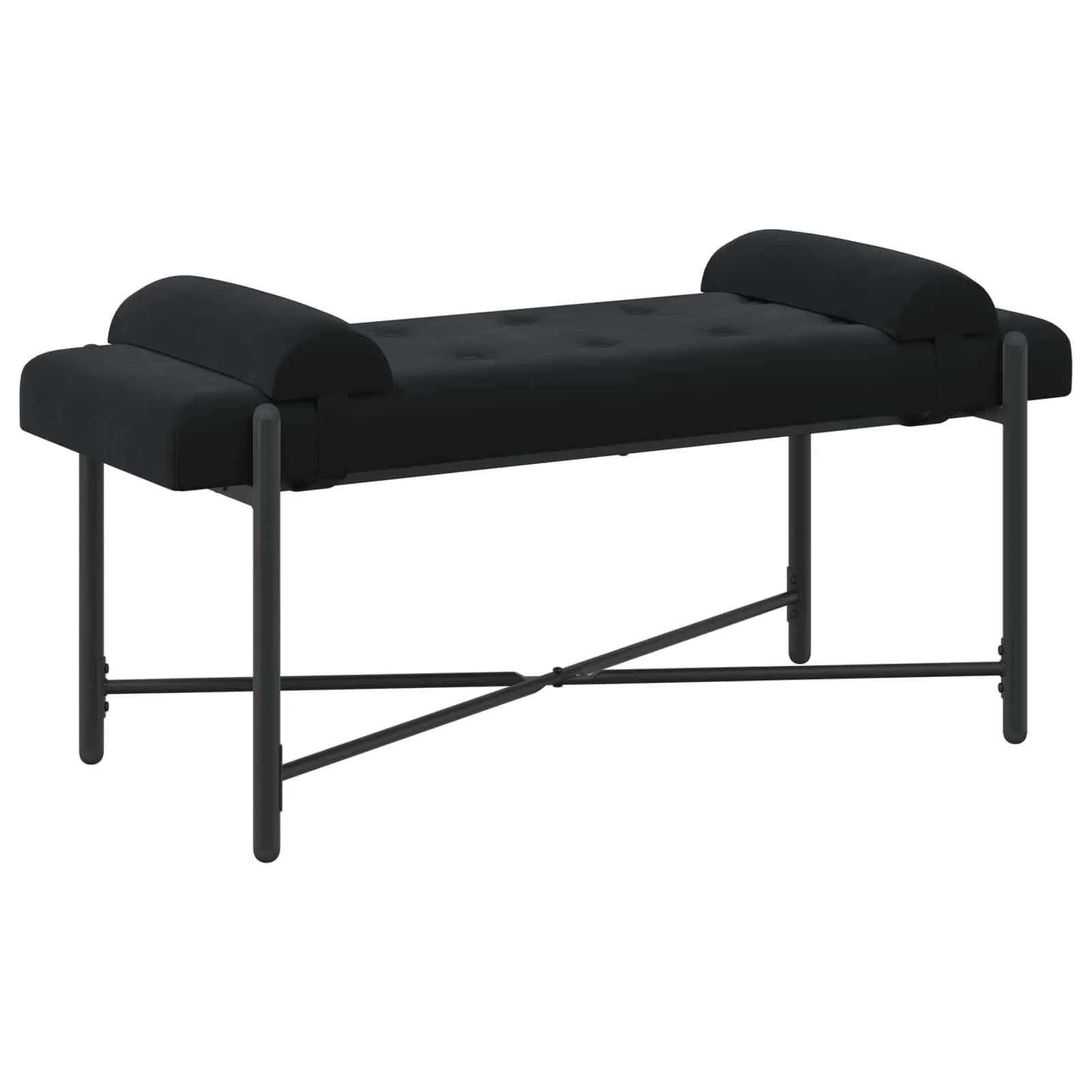 Klubska klop z gumbi in vzglavniki Črna 110 x 40 x 46 cm Žamet - slika 2