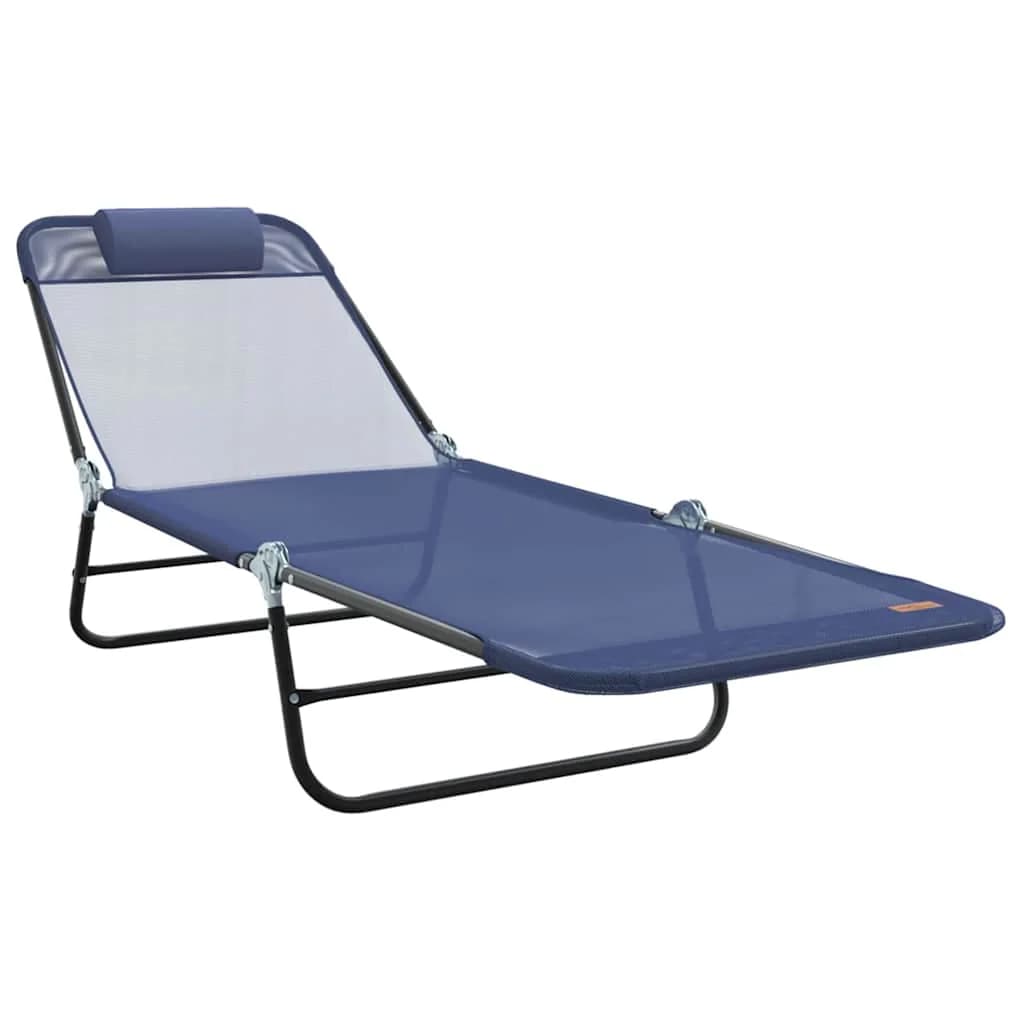 Zložljiv ležalnik Temno modra 182 x 55 x 85,5 cm Tekstil - slika 2