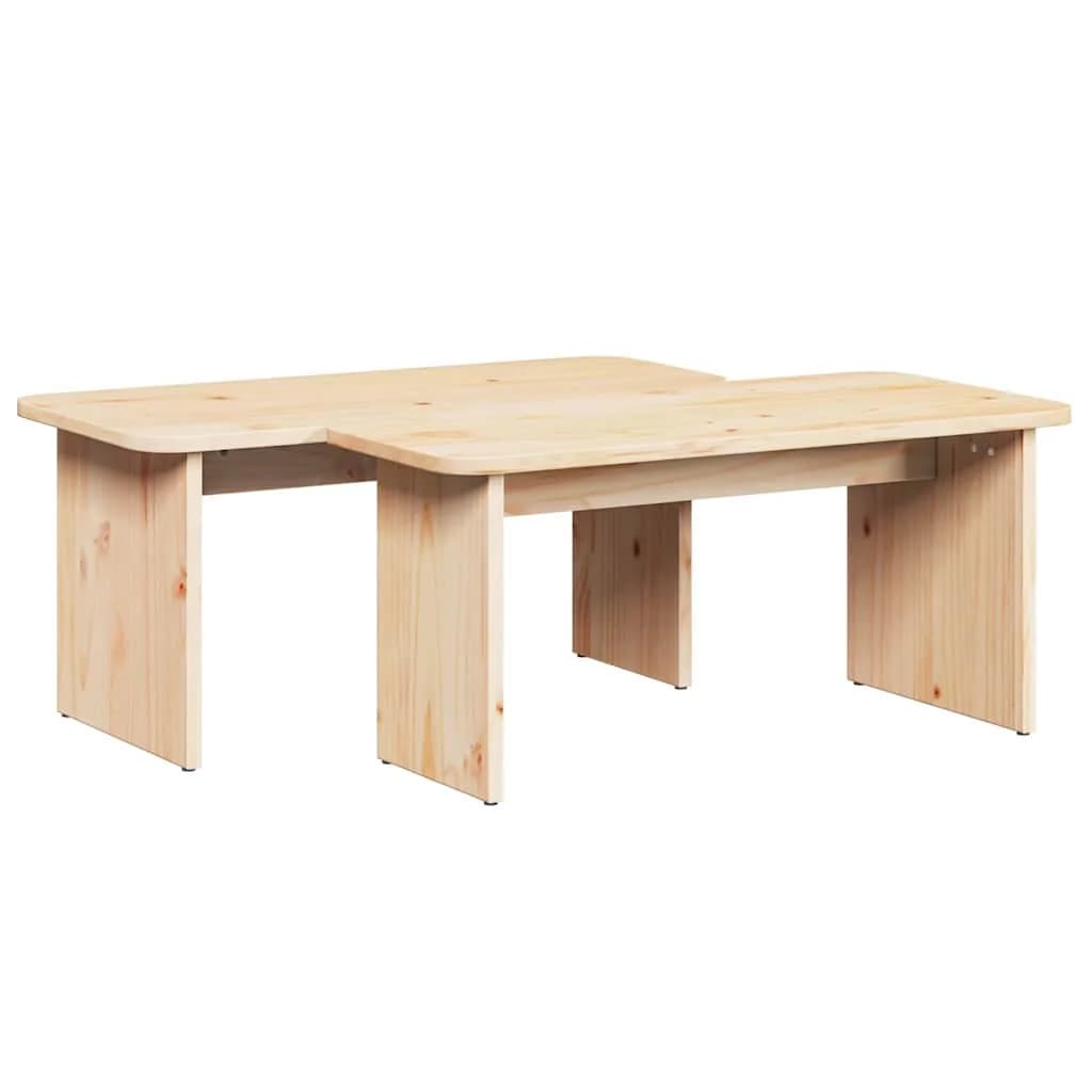 Klubska miza 2 kos Naravna 100 x 69 x 35,5 cm Trdna borovina - slika 6