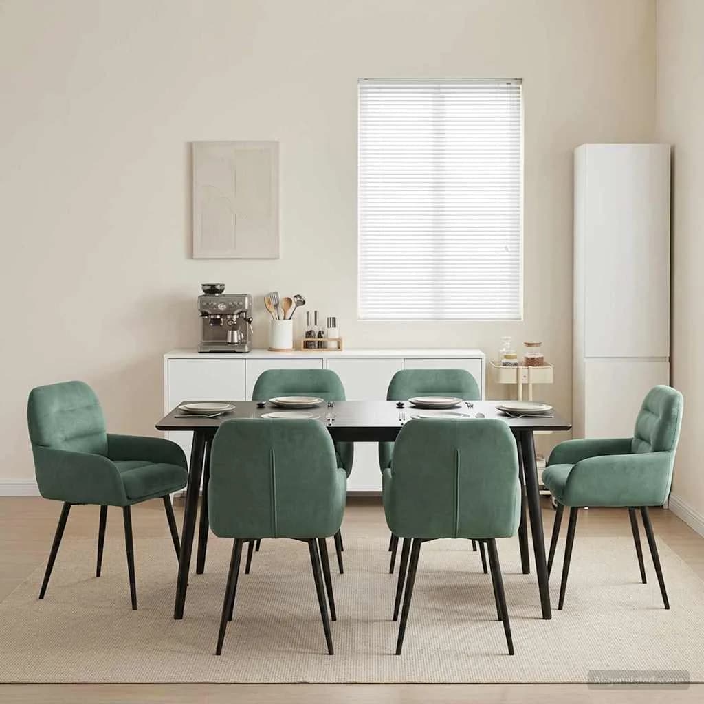 Jedilni stoli 6 kos Žamet Morsko zelena 59 x 59,5 x 90 cm