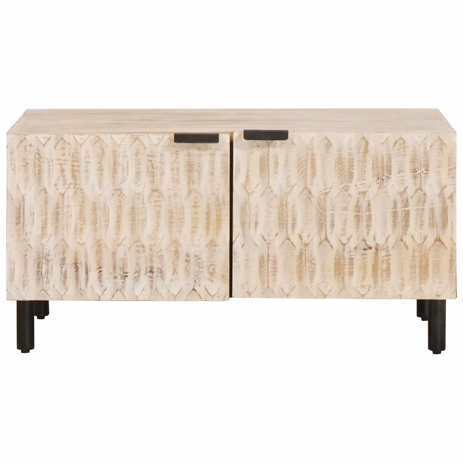Klubska miza Bela 80 x 50 x 40 cm Masiven les manga - slika 3