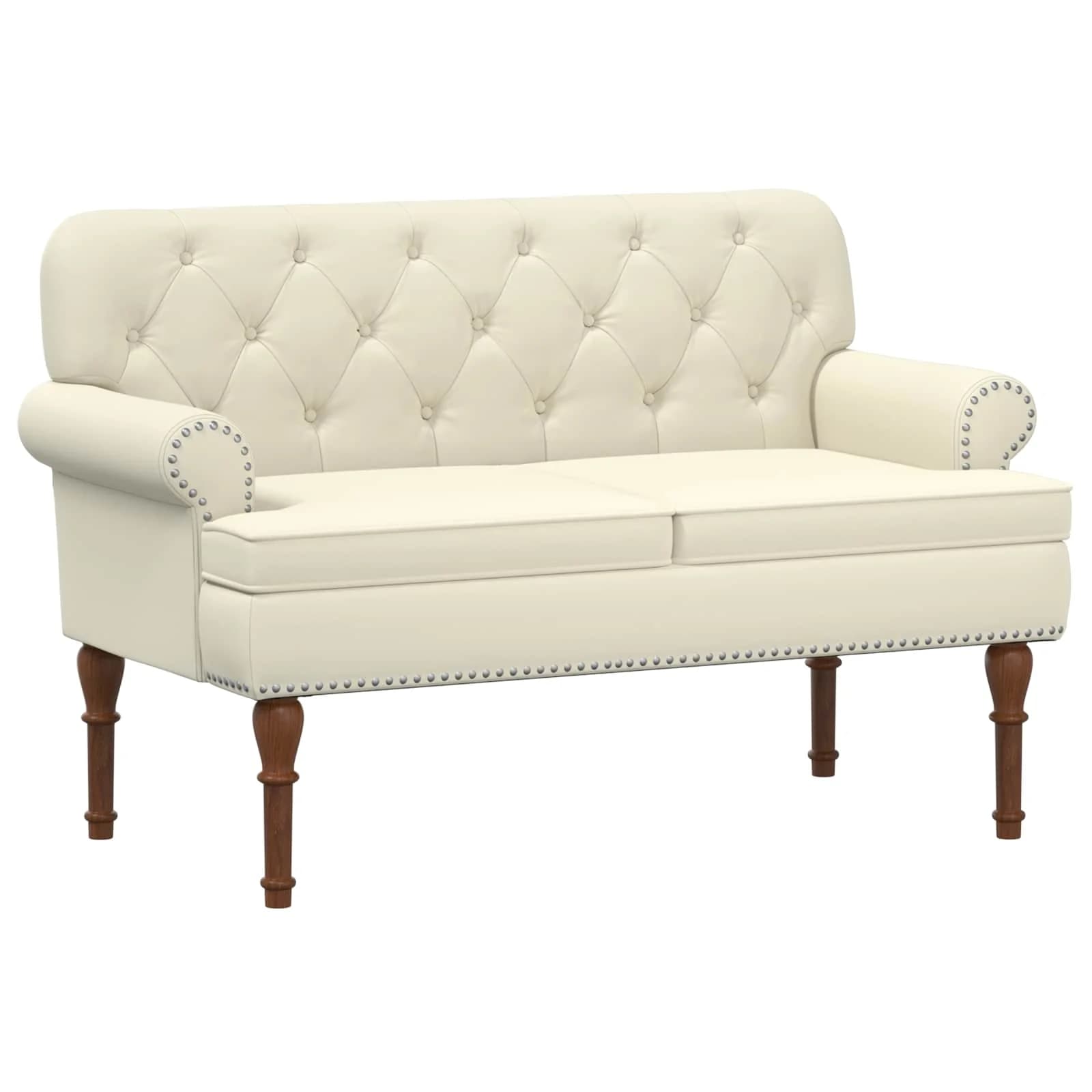 Dvojnica s gumbi Krem 120 x 65 x 77 cm Umetno usnje - slika 2