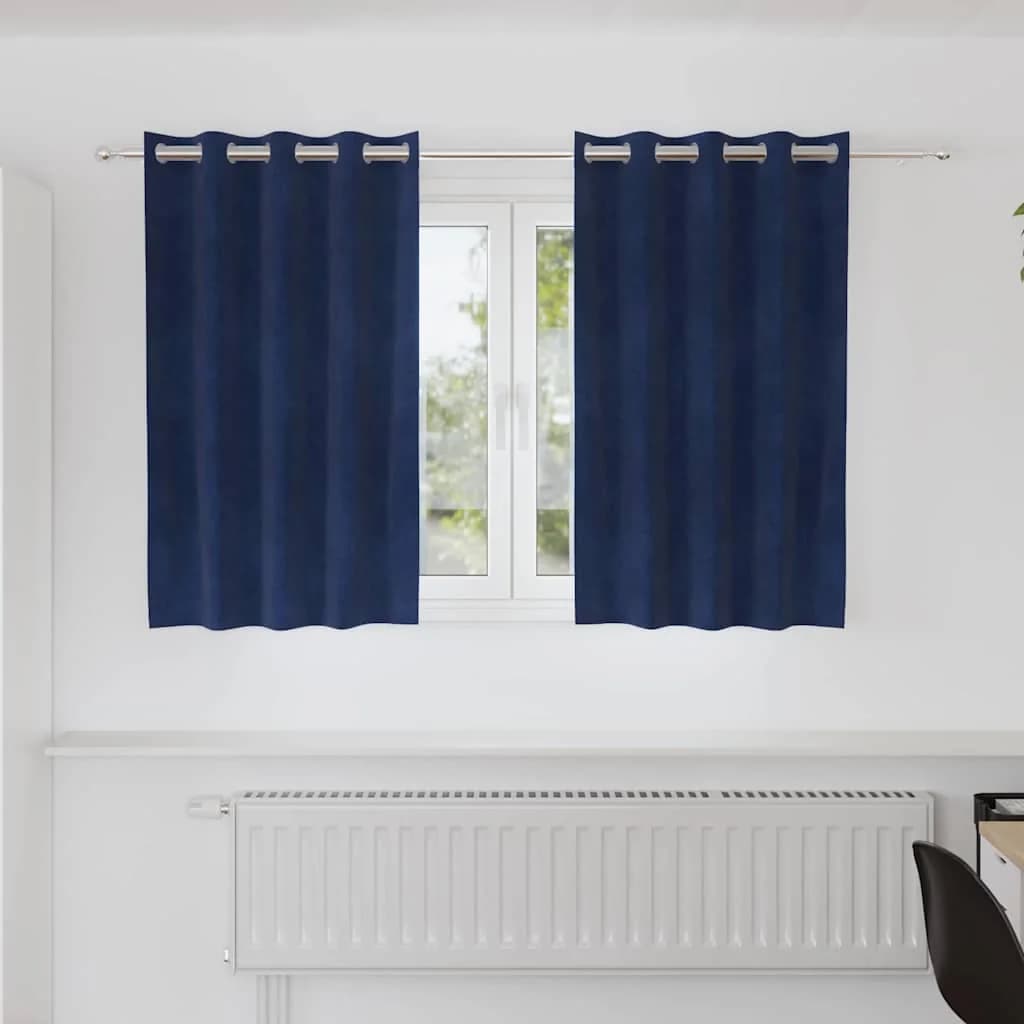 Zatemnitvene zavese 2 kos Temno modra 140 x 140 cm Žamet