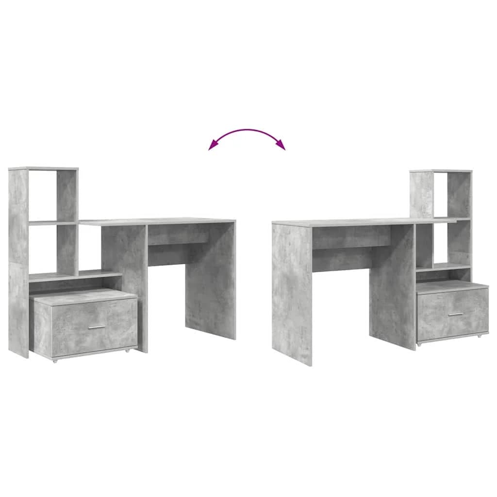 Miza Betonsko siva Inženirski les 131,5 x 50 x 106,5 cm - slika 11