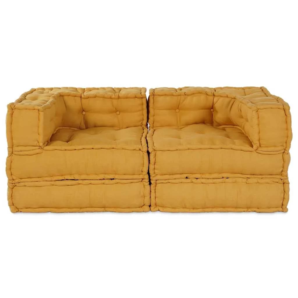 Modularna sedežna enota 2 kos Blago Rumena 140 x 70 x 56 cm - slika 8
