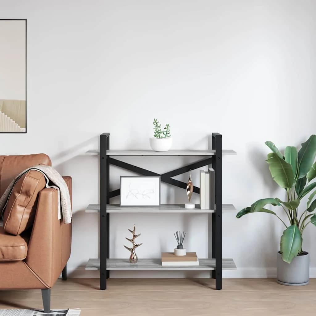 Knjižna polica 3 nivojev 100 x 33,5 x 102 cm Inženirski les - slika 4