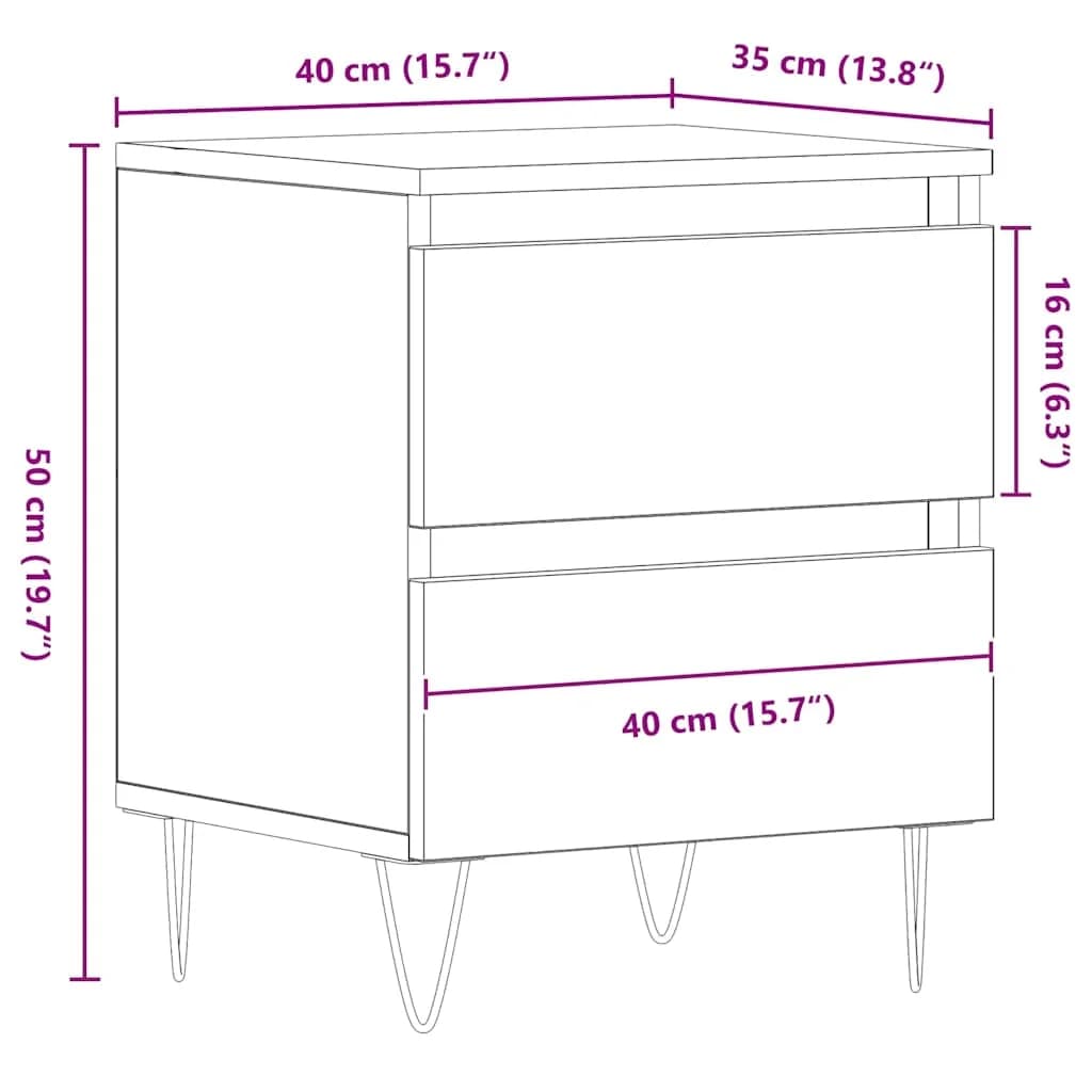 Nočna omarica 2 kos Star les 40 x 35 x 50 cm Inženirski les - slika 12