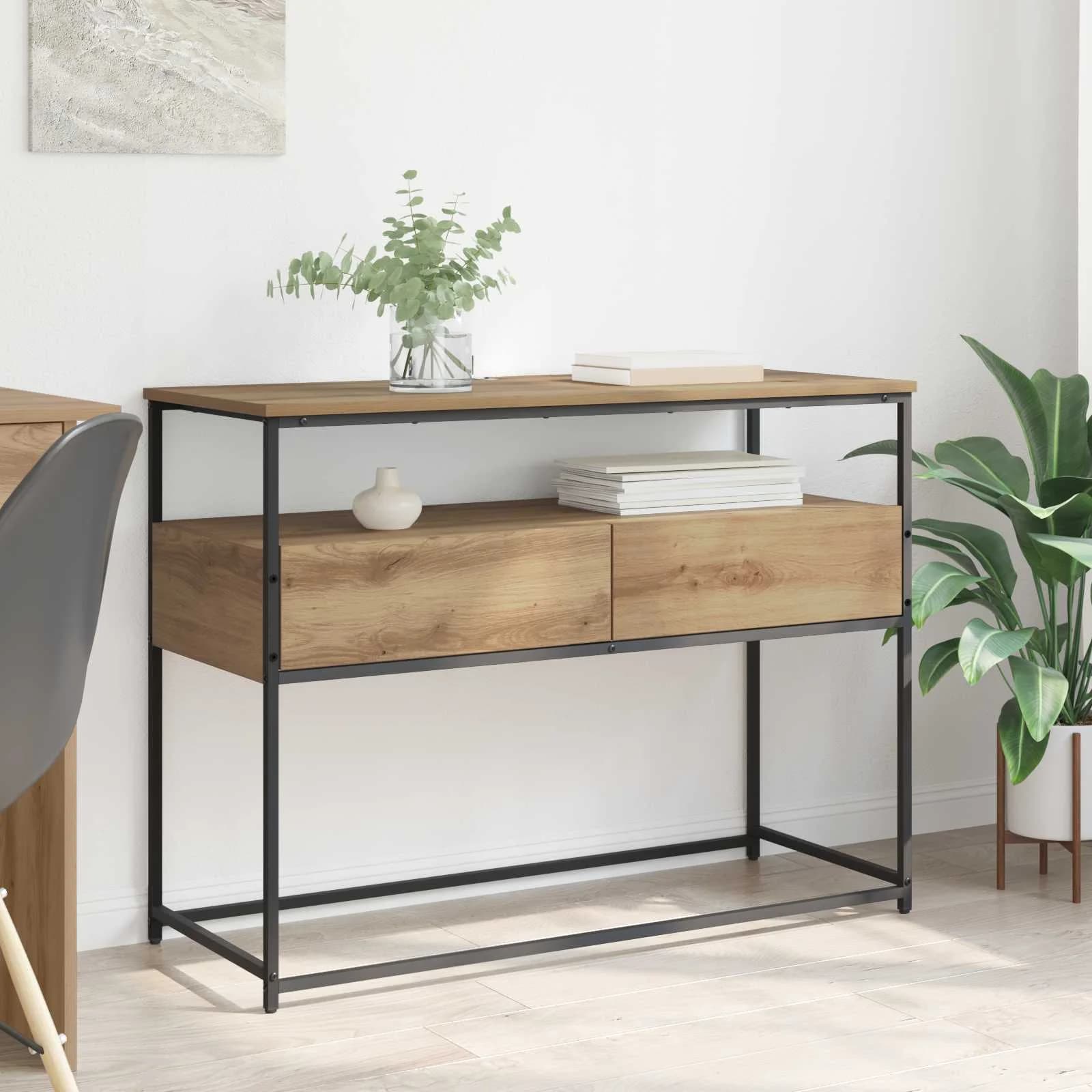 Konzolna miza Umetni hrast 100 x 40 x 75 cm Inženirski les