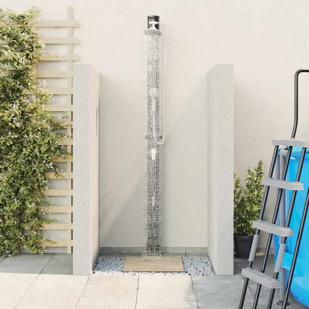 Zunanja sončna prha Črna 217 cm PVC in aluminij - slika 4