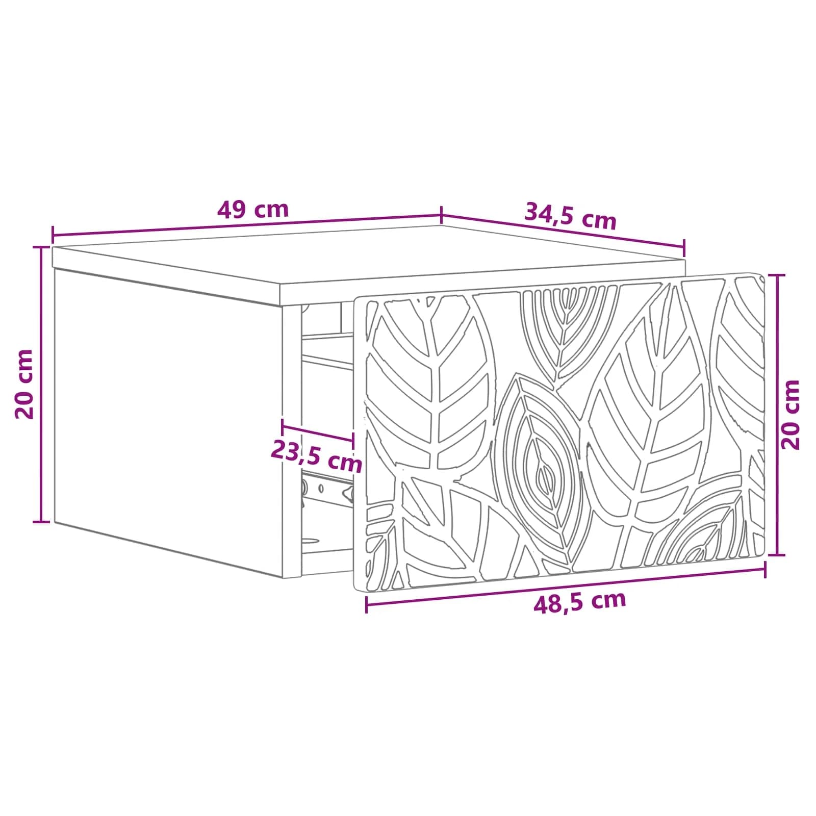 Stenski nočni omarici 2 kos Siva Sonoma 49 x 34,5 x 20 cm - slika 11