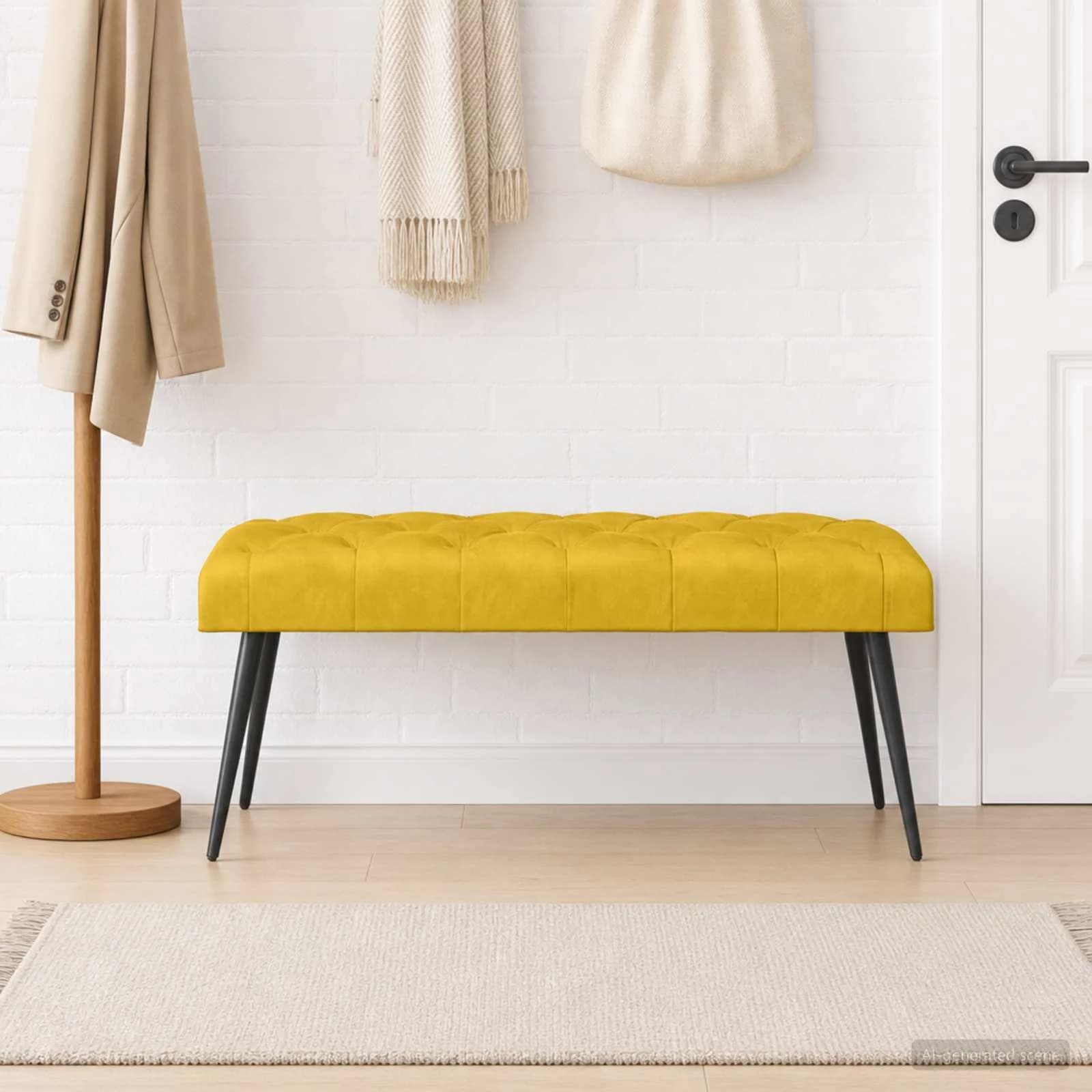 Klop s gumbnim oblazinjenjem Rumena 110 x 40 x 46 cm Žamet