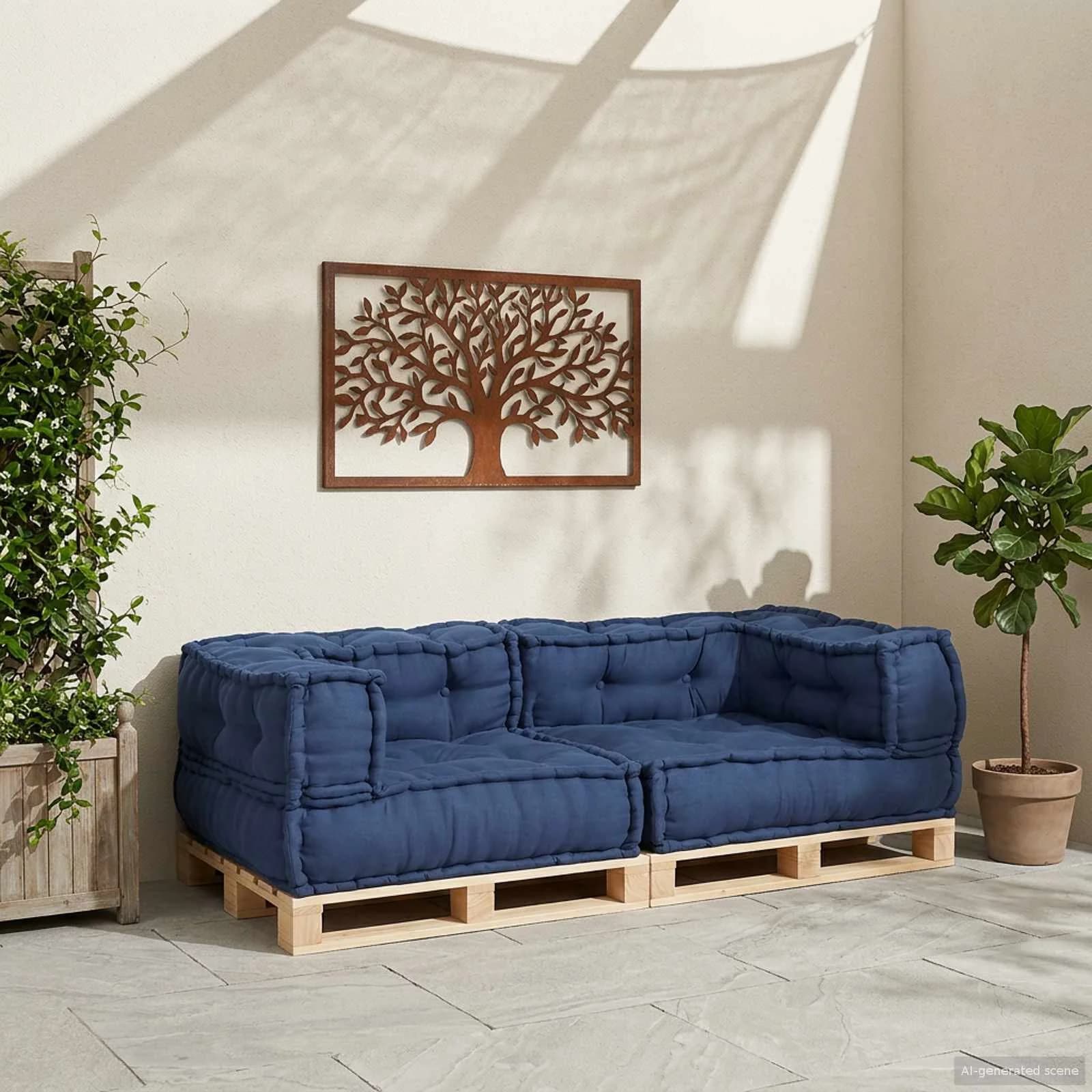 Modularna sedežna enota 3 kos Blago Indigo 140 x 70 x 36 cm - slika 3