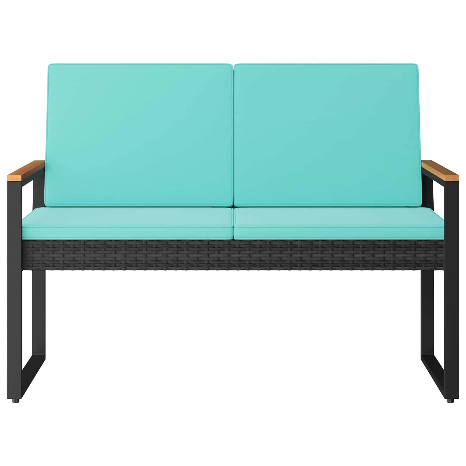 Zunanja klop Črna in turkizna 107 x 61 x 80 cm poli ratan - slika 5