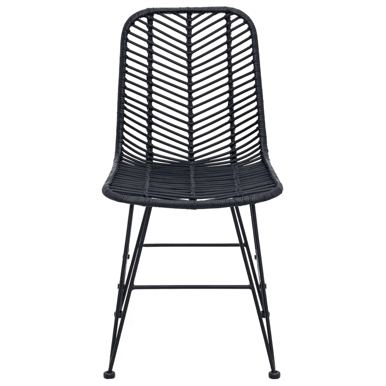 Jedilni stol 2 kos Ratan in železo Črna 44,5 x 54,5 x 85 cm - slika 5