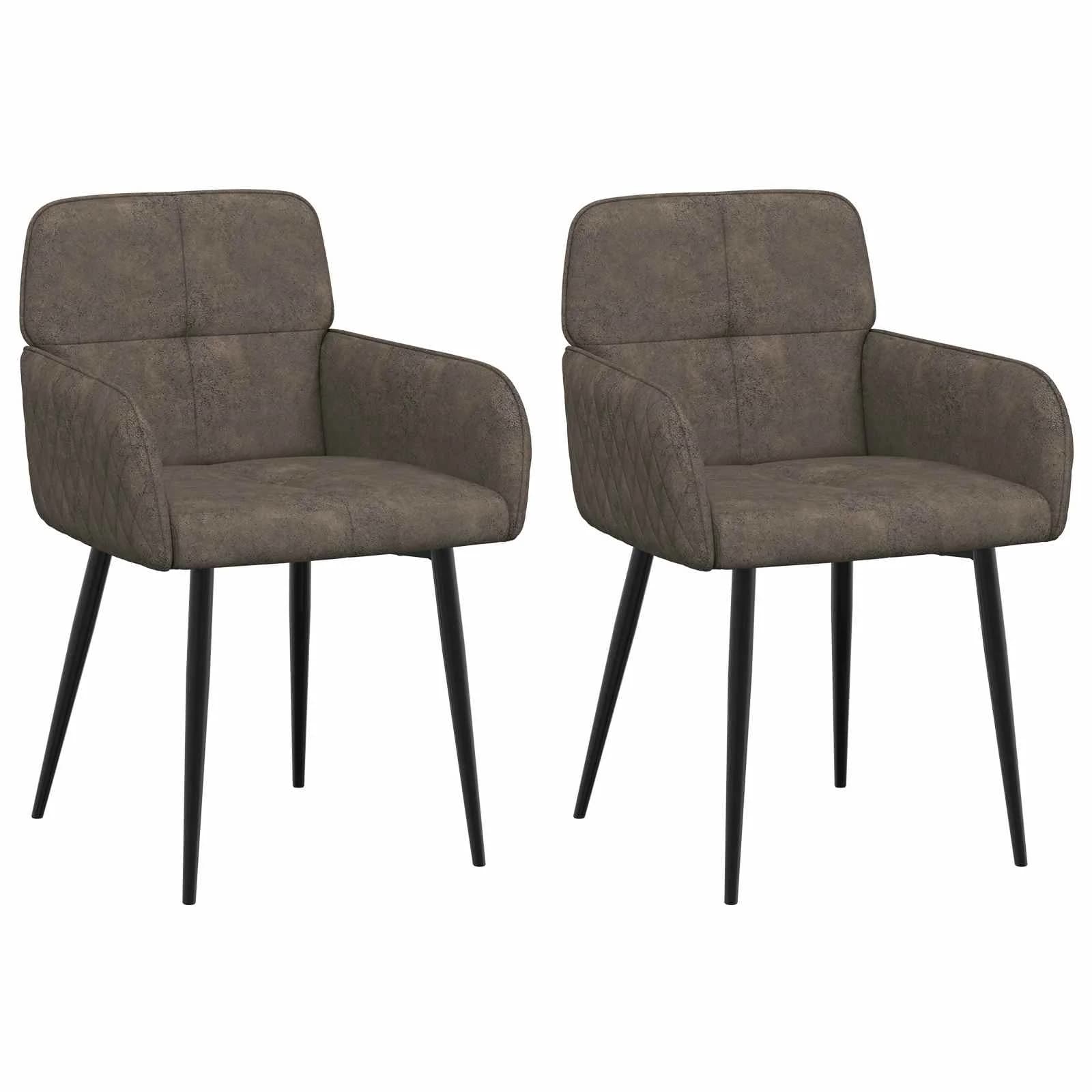 Jedilni stoli 2 kos Umetno nubuk usnje Temno siva 59x56,5x85cm - slika 2