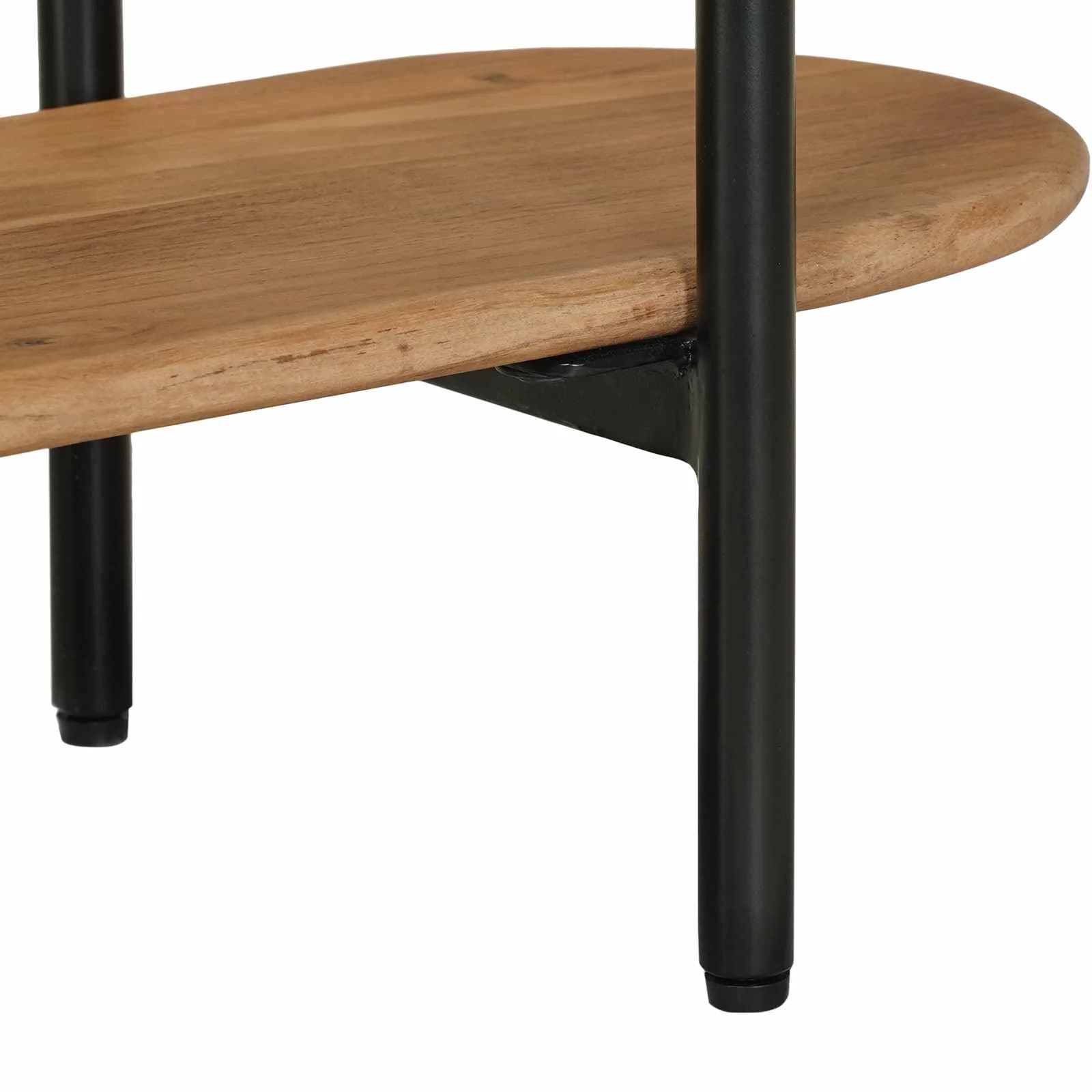Ročno izdelana končna miza Teak rjava 90 x 30 x 75 cm - slika 5