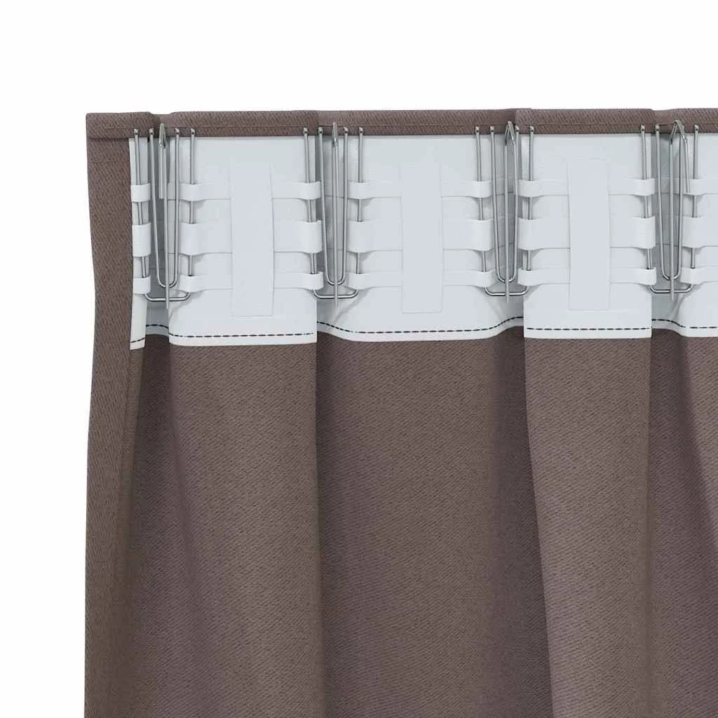 Zavese za zatemnitev z obroči 2 kos Temno rjava 225 x 140 cm - slika 5