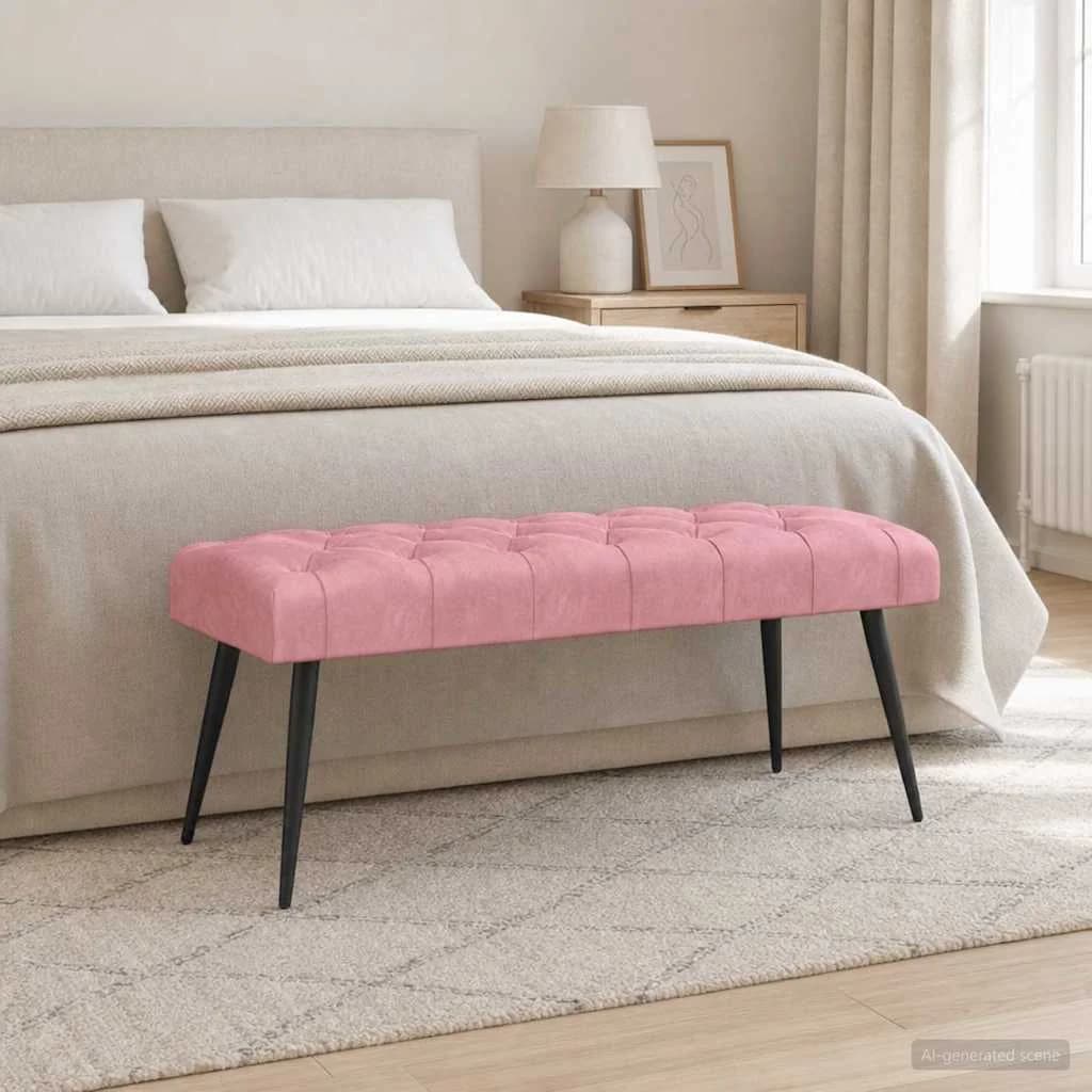 Klop s gumbnim oblazinjenjem Roza 110 x 40 x 46 cm Žamet