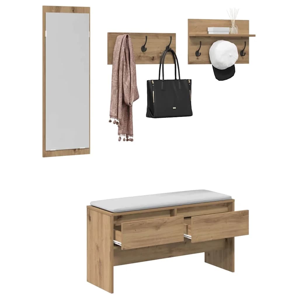 Komplet pohištva za predsobo 4 kos Oreh 90 x 31 x 46,5 cm - slika 3